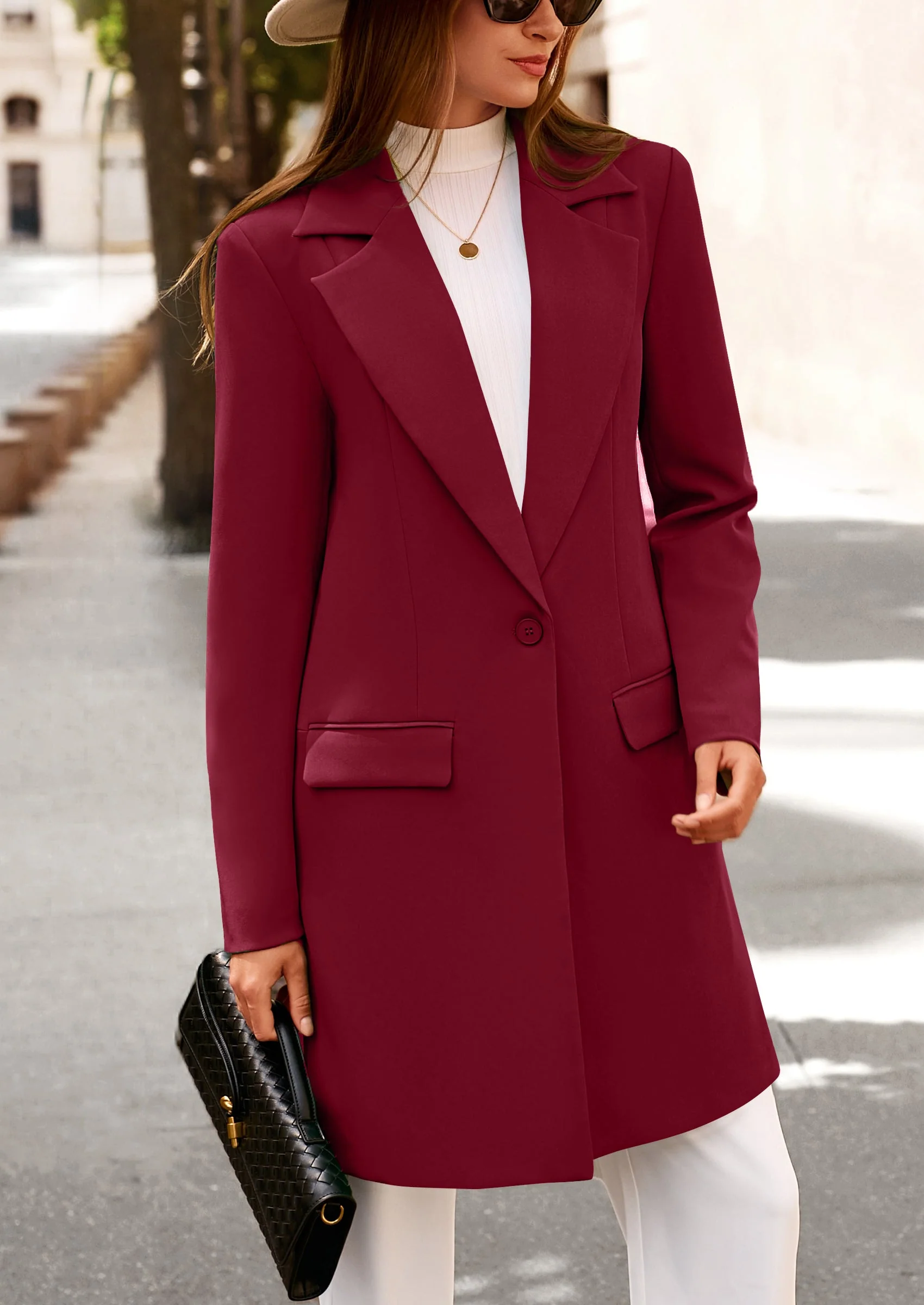 PRETTYGARDEN Women's Spring Fall Long Blazer Jackets Long Sleeve Lapel Pockets Loose Fit Work Casual Blazers Outerwear - Image 97