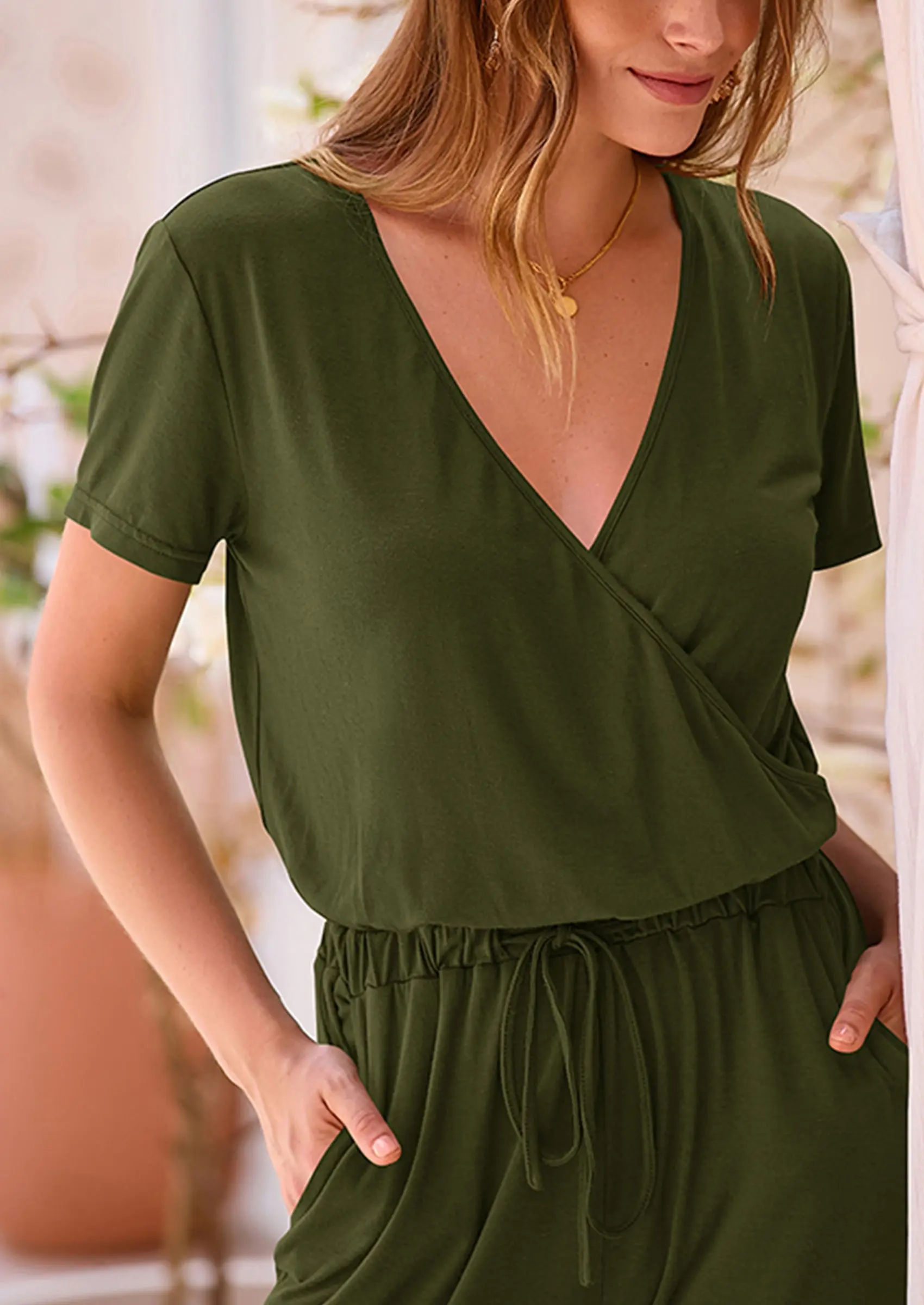 PRETTYGARDEN Jumpsuits for Women Dressy Summer Casual Short Sleeve Romper Spring Airport Beach Vacation Travel Outfits - Image 12