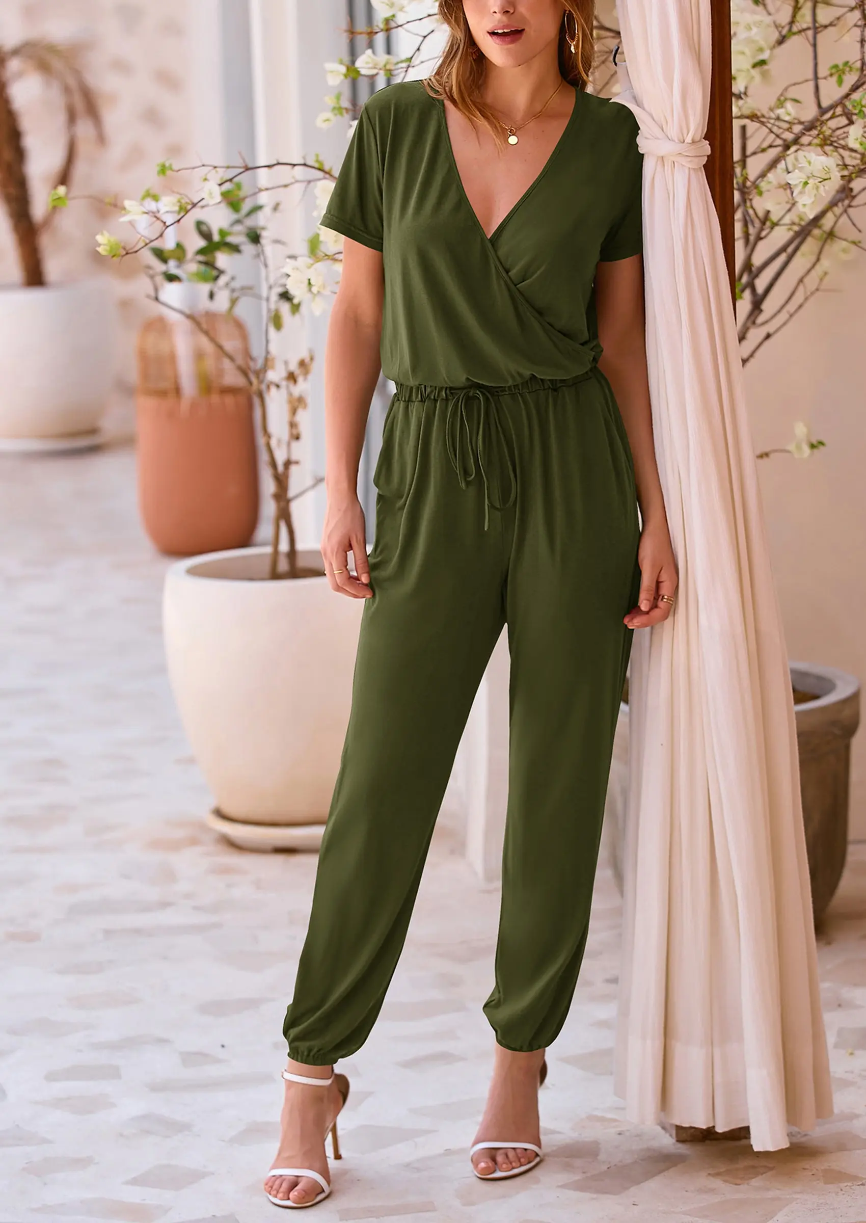 PRETTYGARDEN Jumpsuits for Women Dressy Summer Casual Short Sleeve Romper Spring Airport Beach Vacation Travel Outfits - Image 13