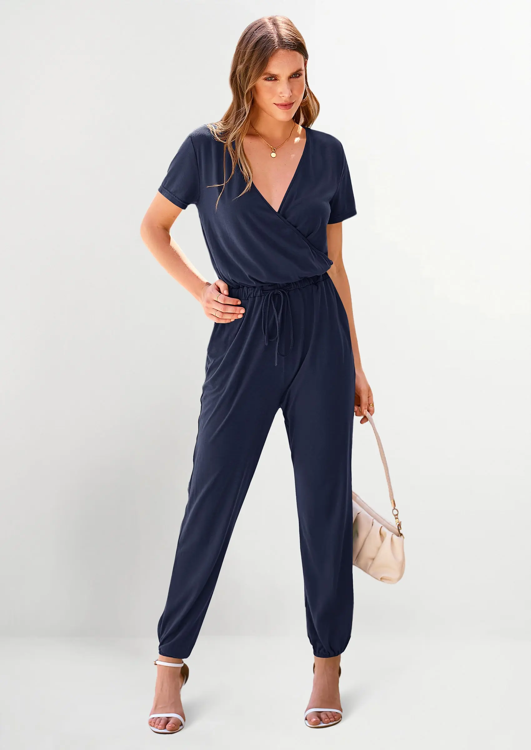 PRETTYGARDEN Jumpsuits for Women Dressy Summer Casual Short Sleeve Romper Spring Airport Beach Vacation Travel Outfits - Image 14