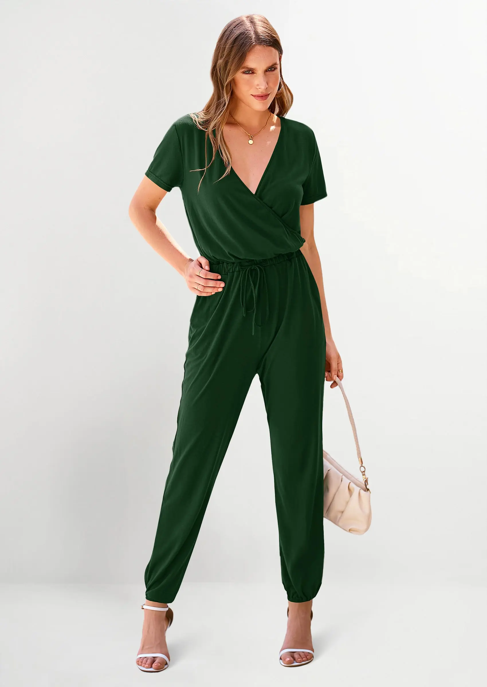 PRETTYGARDEN Jumpsuits for Women Dressy Summer Casual Short Sleeve Romper Spring Airport Beach Vacation Travel Outfits - Image 44