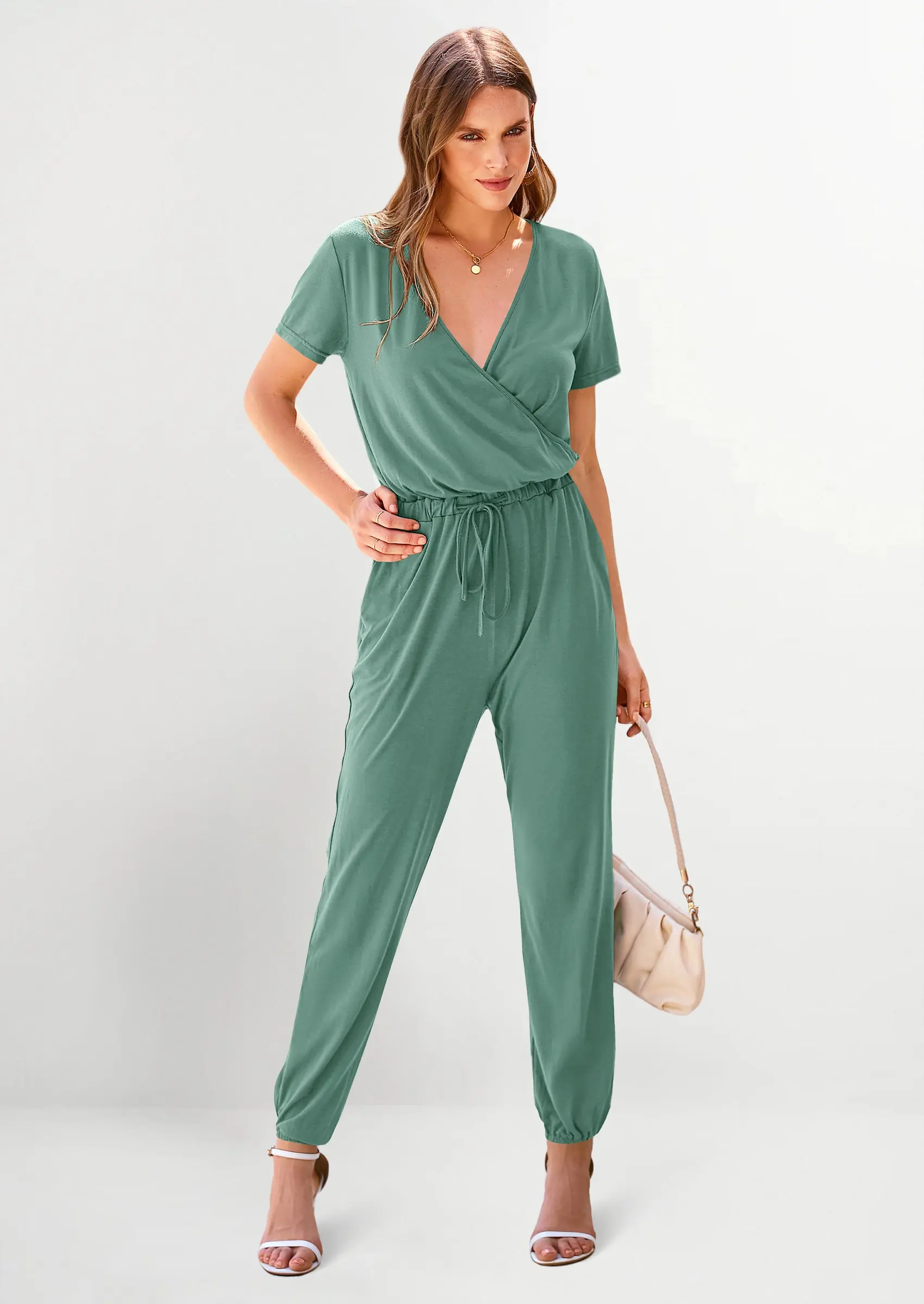 PRETTYGARDEN Jumpsuits for Women Dressy Summer Casual Short Sleeve Romper Spring Airport Beach Vacation Travel Outfits - Image 62