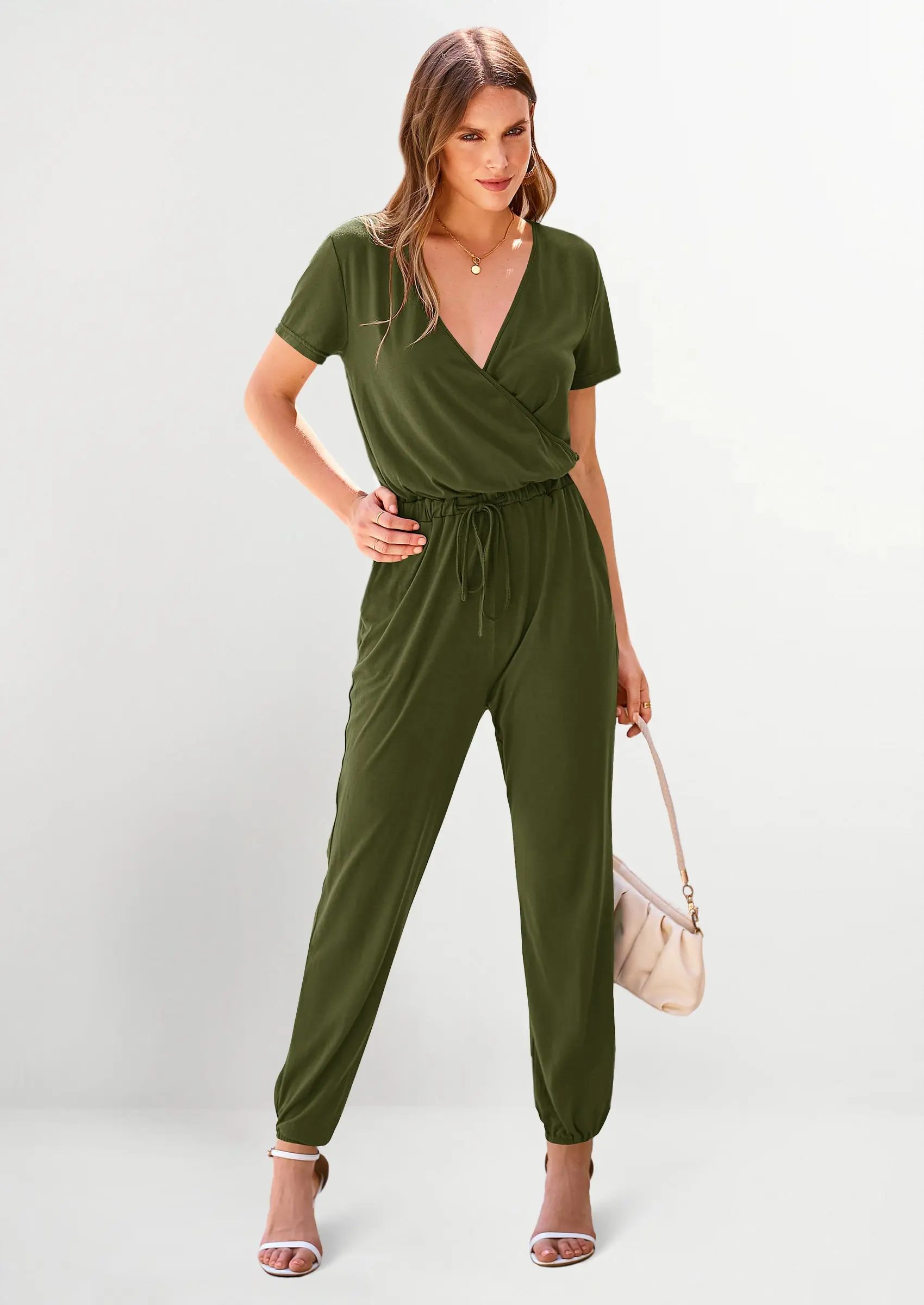 PRETTYGARDEN Jumpsuits for Women Dressy Summer Casual Short Sleeve Romper Spring Airport Beach Vacation Travel Outfits - Image 8