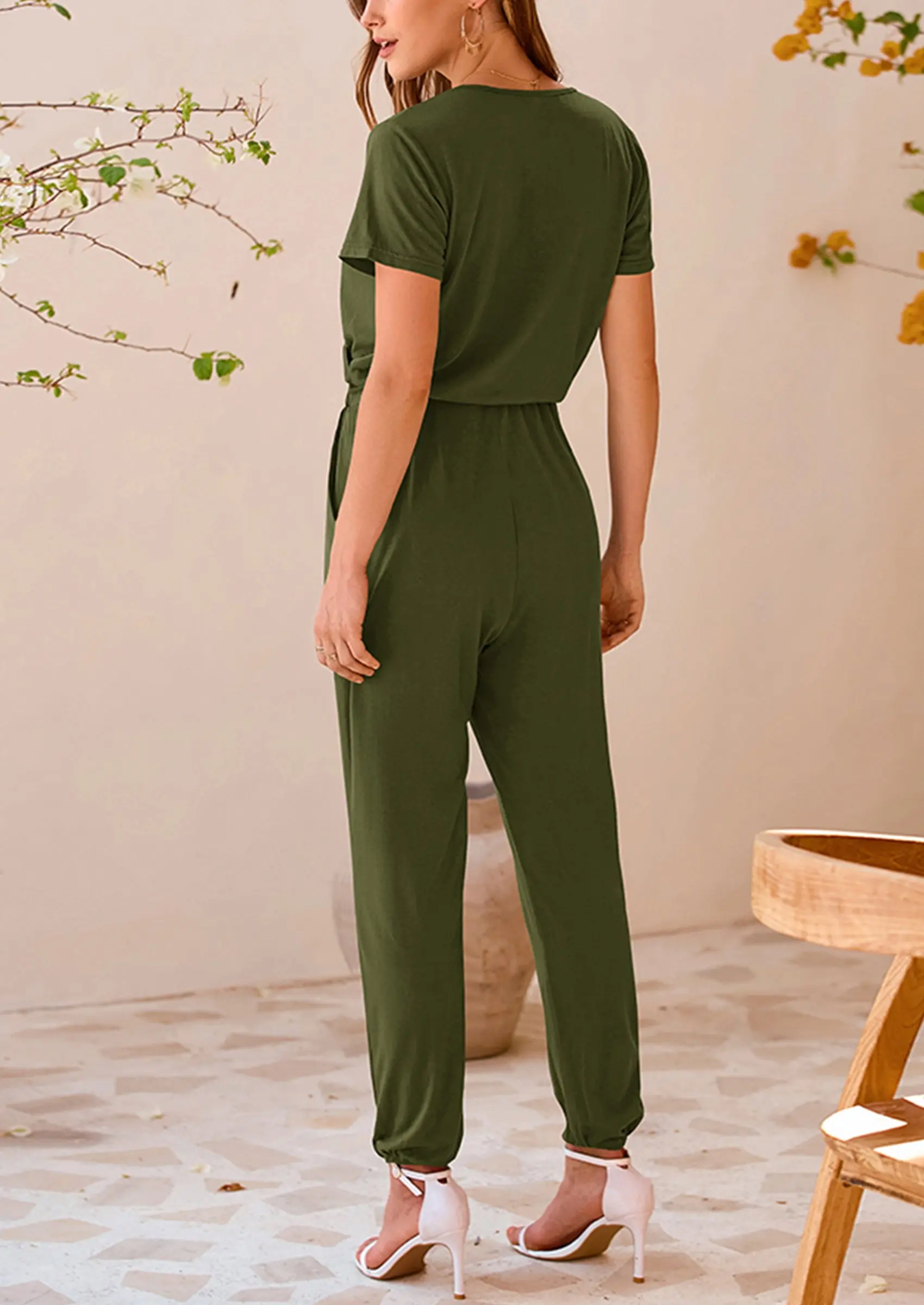 PRETTYGARDEN Jumpsuits for Women Dressy Summer Casual Short Sleeve Romper Spring Airport Beach Vacation Travel Outfits - Image 9