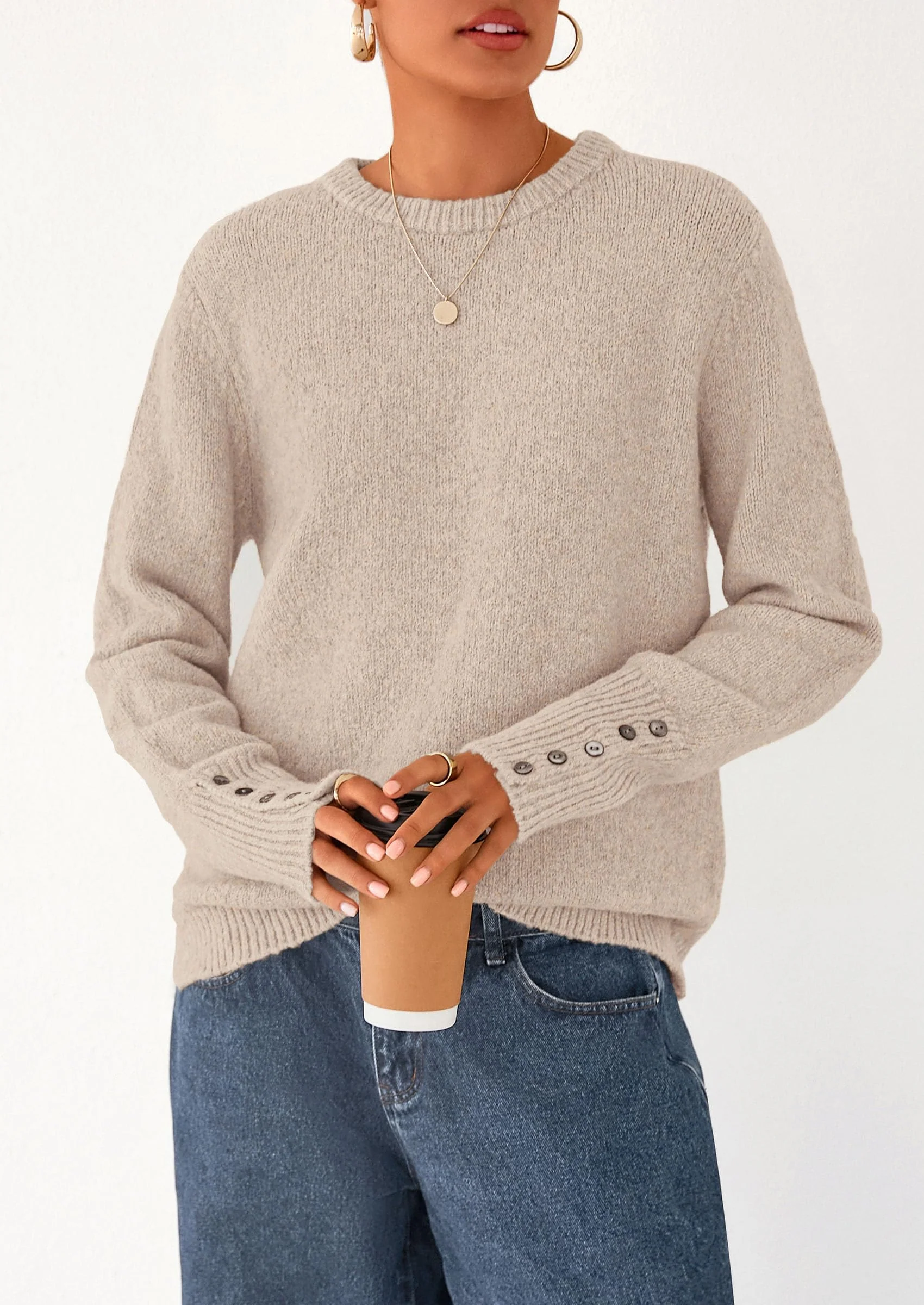 PRETTYGARDEN Womens Sweaters Fall Fashion Casual Crewneck Pullover Button Long Sleeve Cute Knit Tops Winter Clothes - Image 14