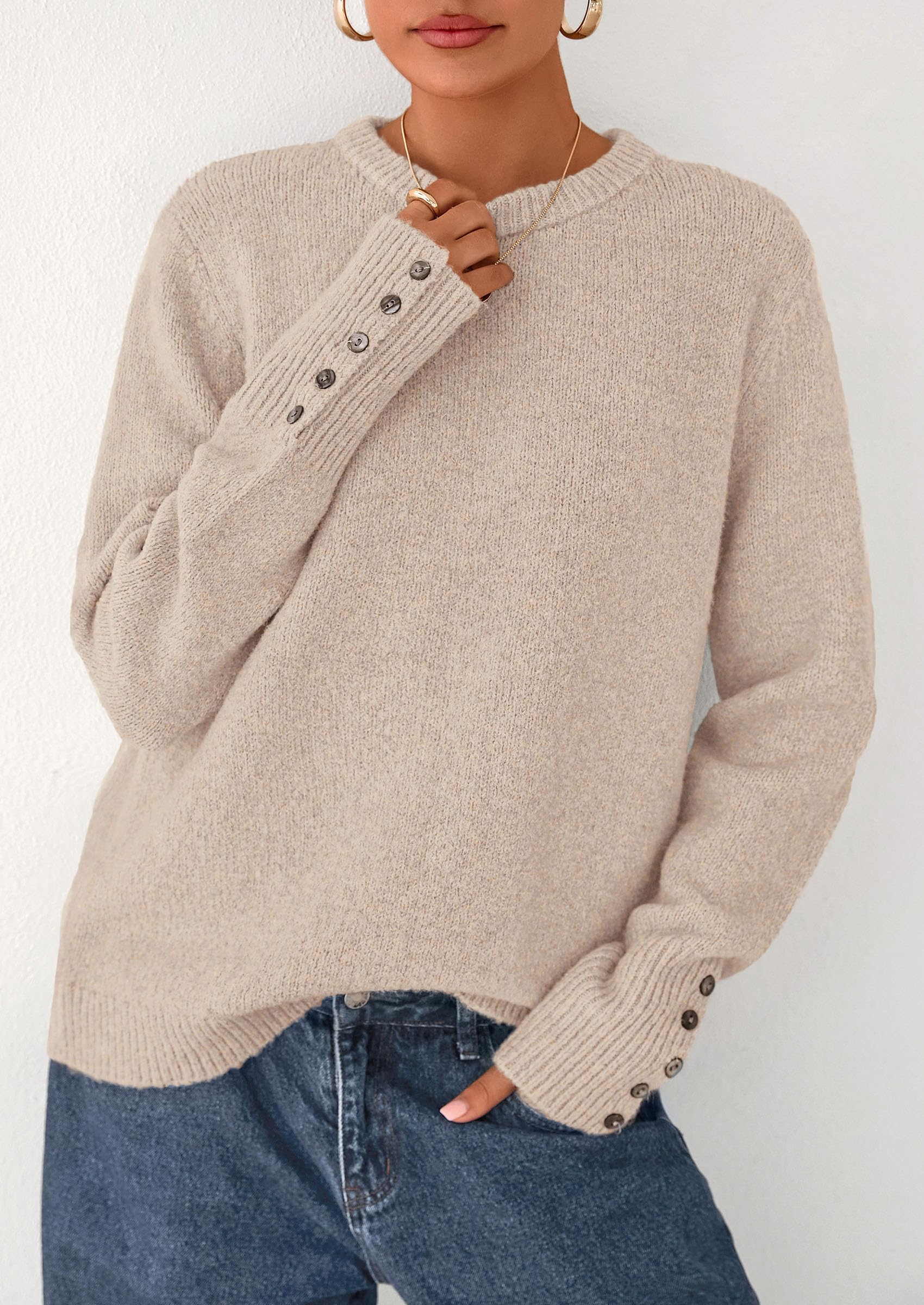 PRETTYGARDEN Womens Sweaters Fall Fashion Casual Crewneck Pullover Button Long Sleeve Cute Knit Tops Winter Clothes - Image 15