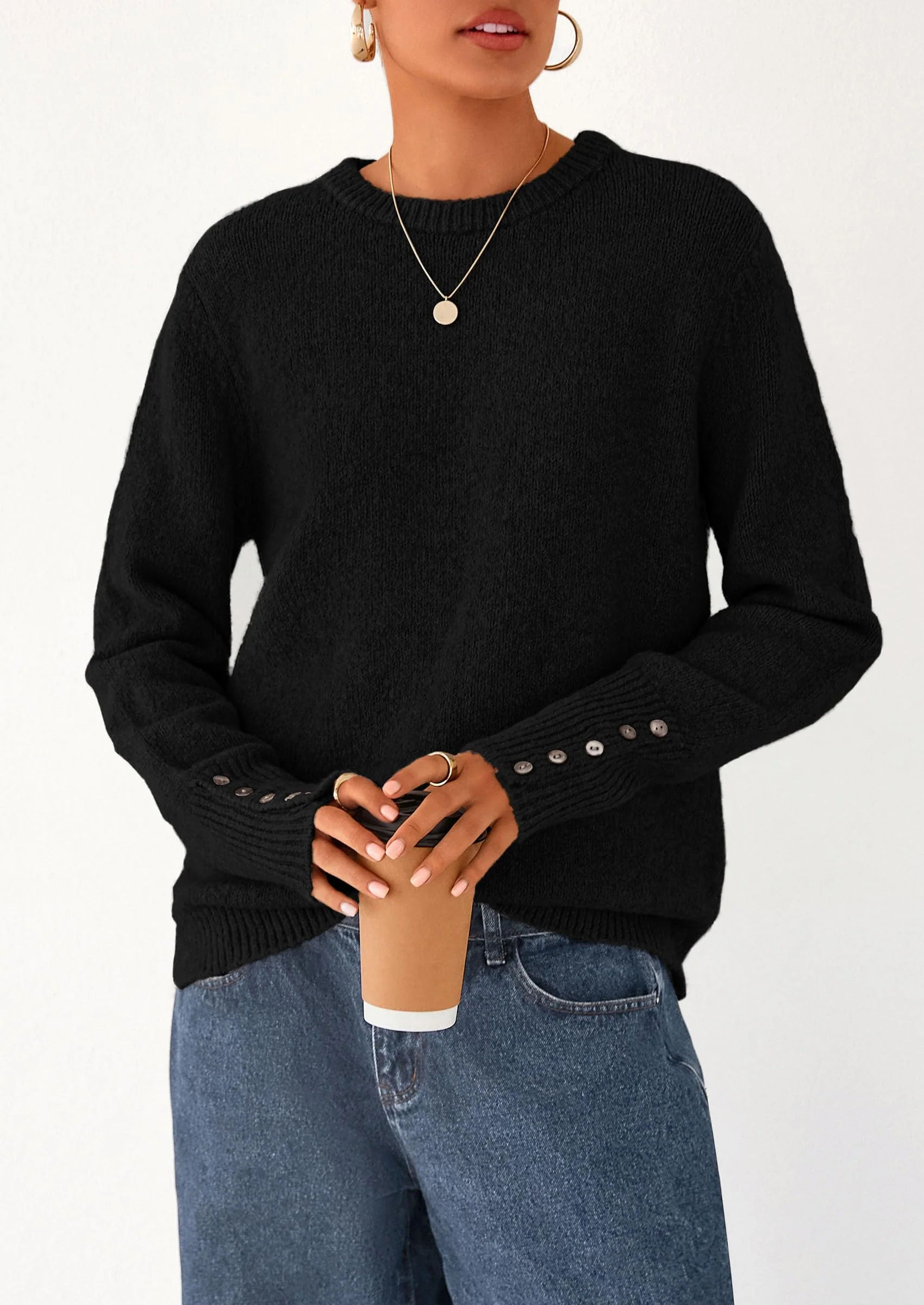 PRETTYGARDEN Womens Sweaters Fall Fashion Casual Crewneck Pullover Button Long Sleeve Cute Knit Tops Winter Clothes - Image 21