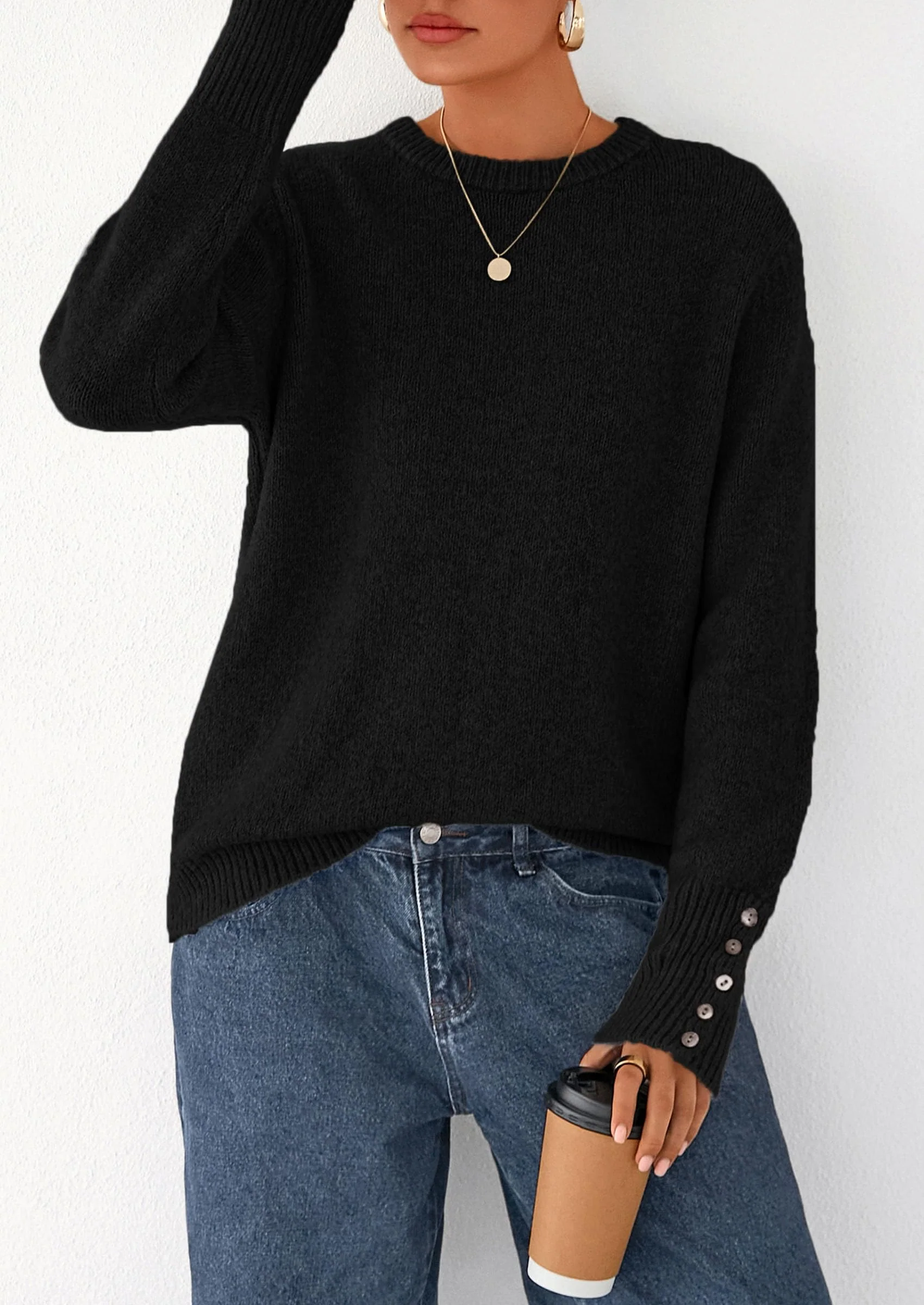 PRETTYGARDEN Womens Sweaters Fall Fashion Casual Crewneck Pullover Button Long Sleeve Cute Knit Tops Winter Clothes - Image 24