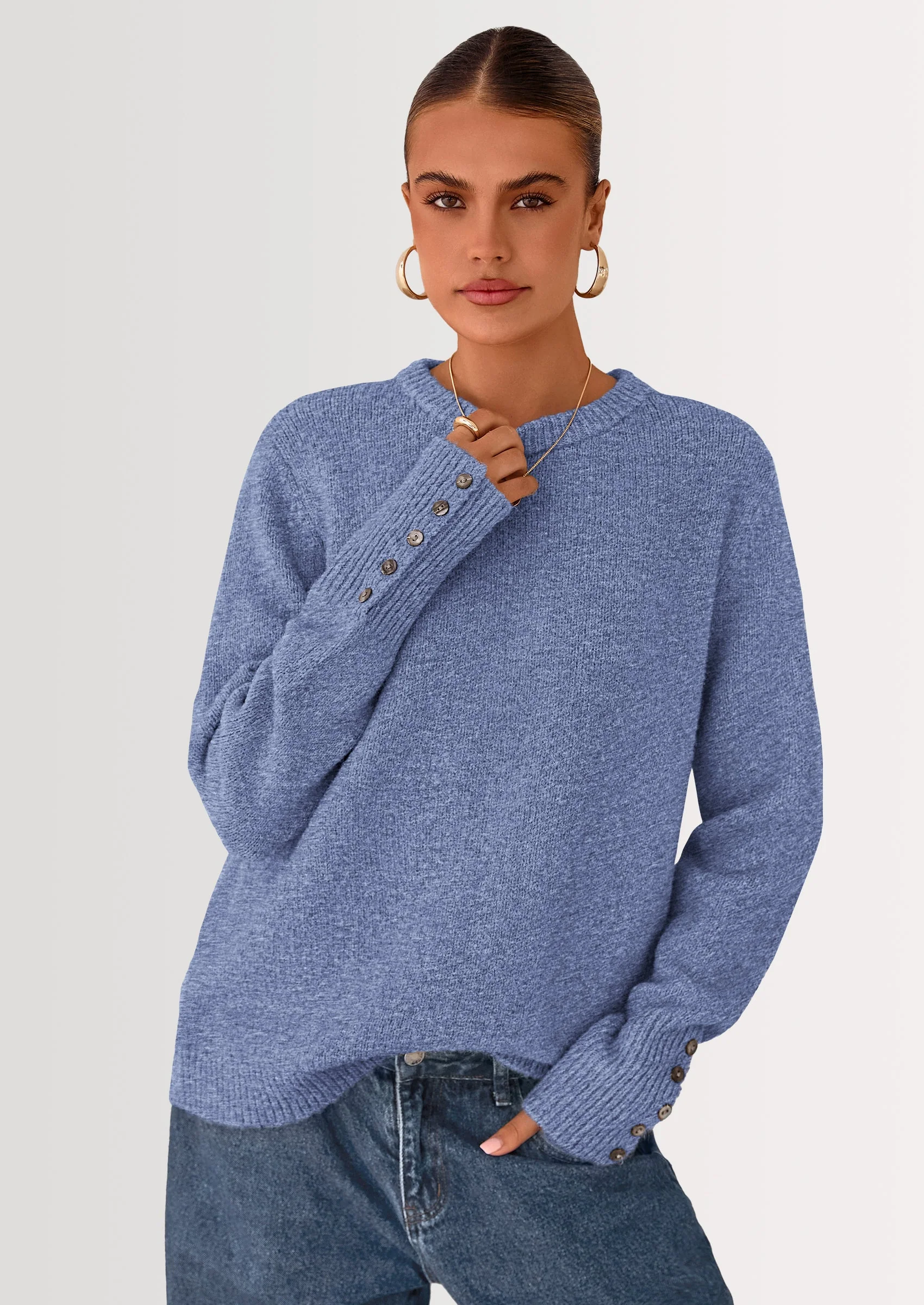 PRETTYGARDEN Womens Sweaters Fall Fashion Casual Crewneck Pullover Button Long Sleeve Cute Knit Tops Winter Clothes - Image 25