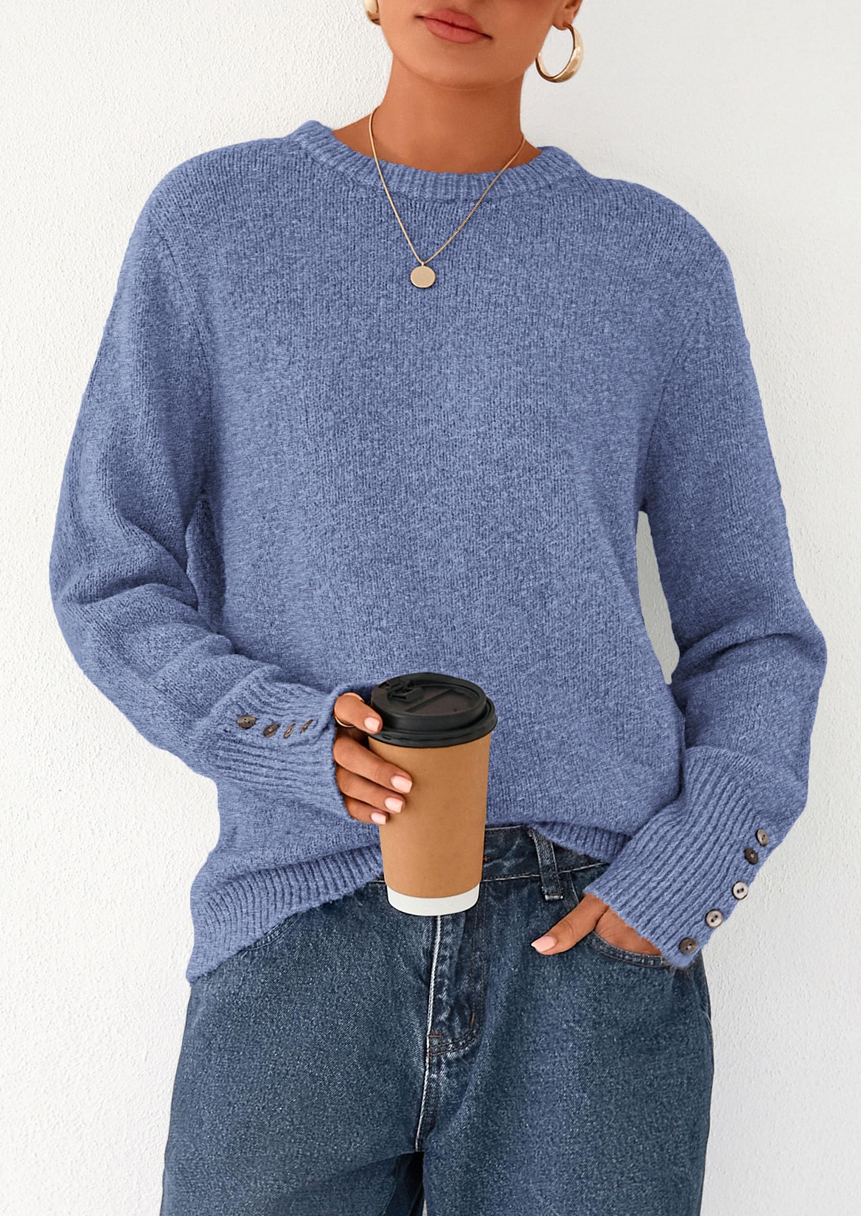 PRETTYGARDEN Womens Sweaters Fall Fashion Casual Crewneck Pullover Button Long Sleeve Cute Knit Tops Winter Clothes - Image 28