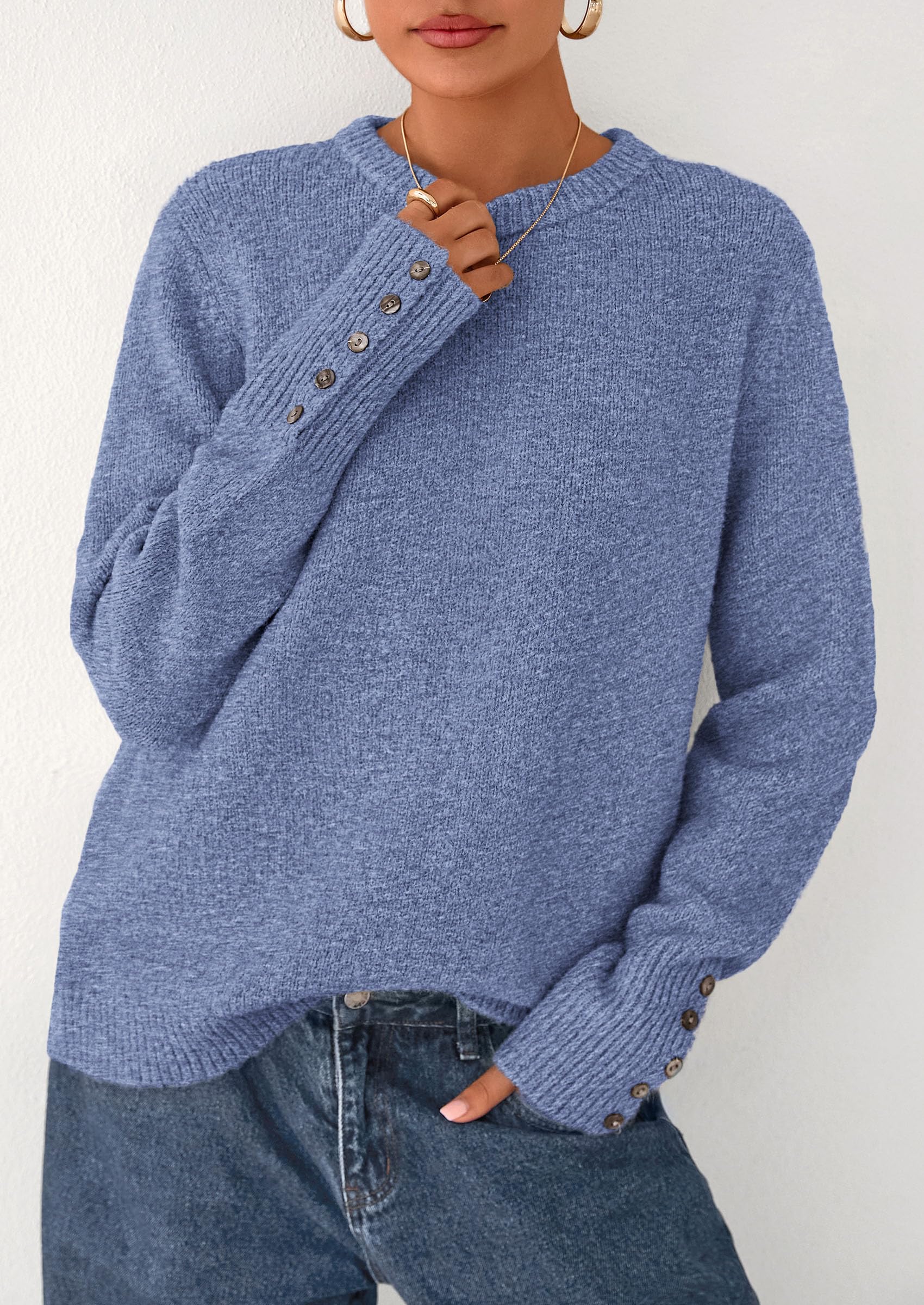 PRETTYGARDEN Womens Sweaters Fall Fashion Casual Crewneck Pullover Button Long Sleeve Cute Knit Tops Winter Clothes - Image 29