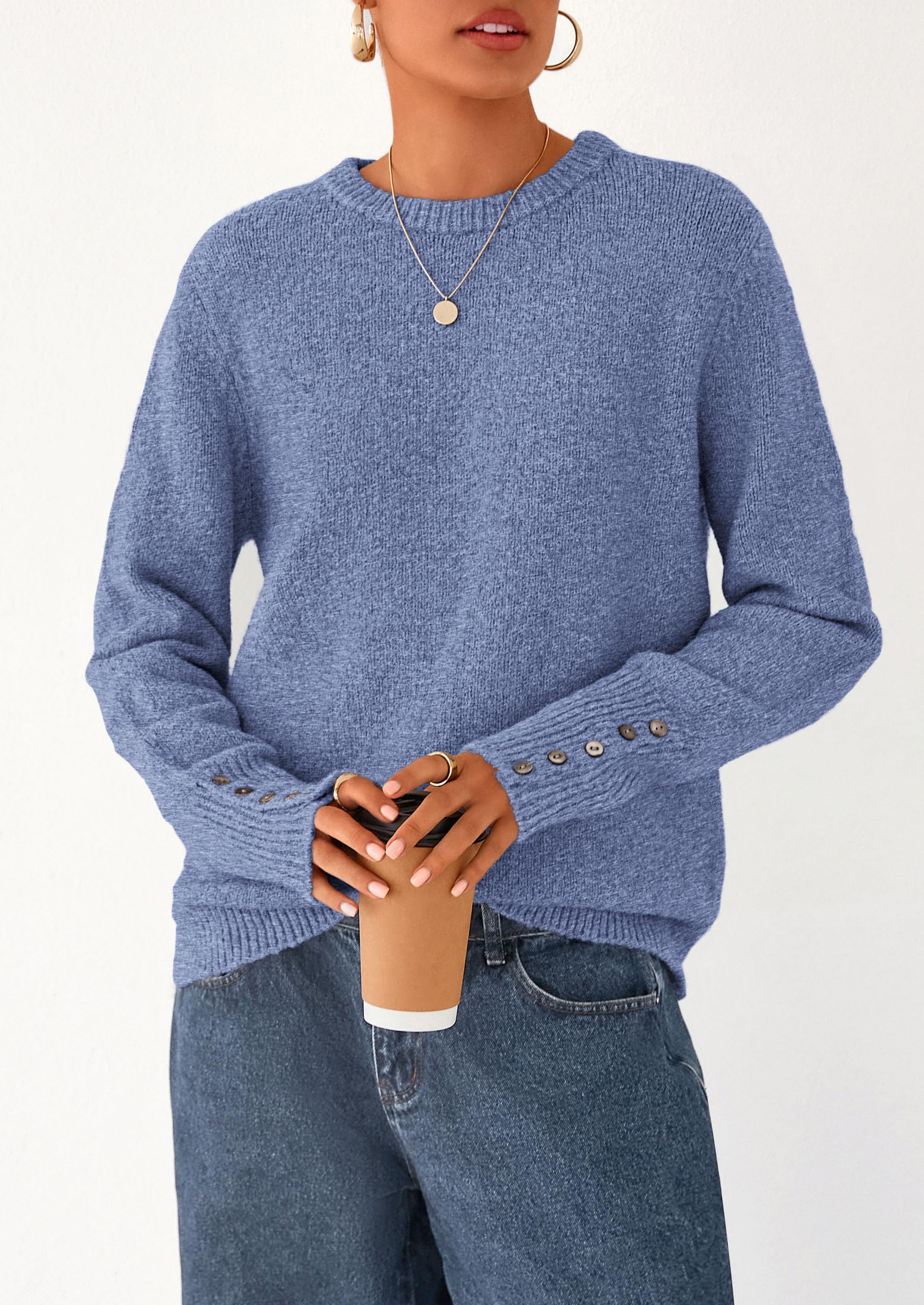 PRETTYGARDEN Womens Sweaters Fall Fashion Casual Crewneck Pullover Button Long Sleeve Cute Knit Tops Winter Clothes - Image 31