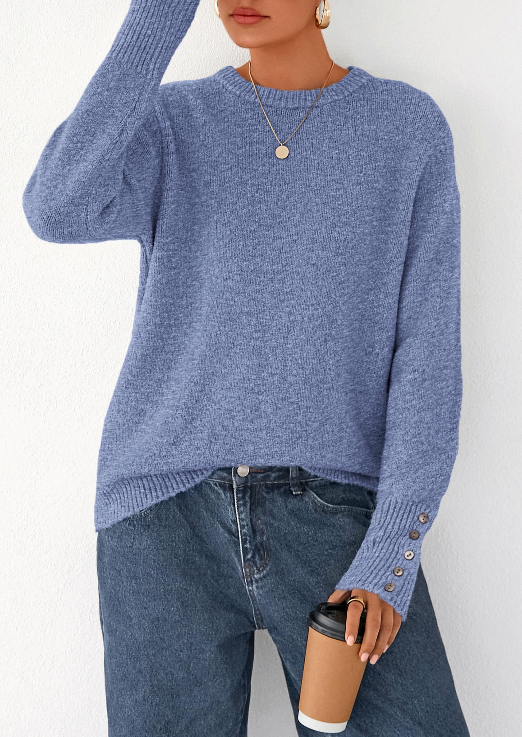 PRETTYGARDEN Womens Sweaters Fall Fashion Casual Crewneck Pullover Button Long Sleeve Cute Knit Tops Winter Clothes - Image 32