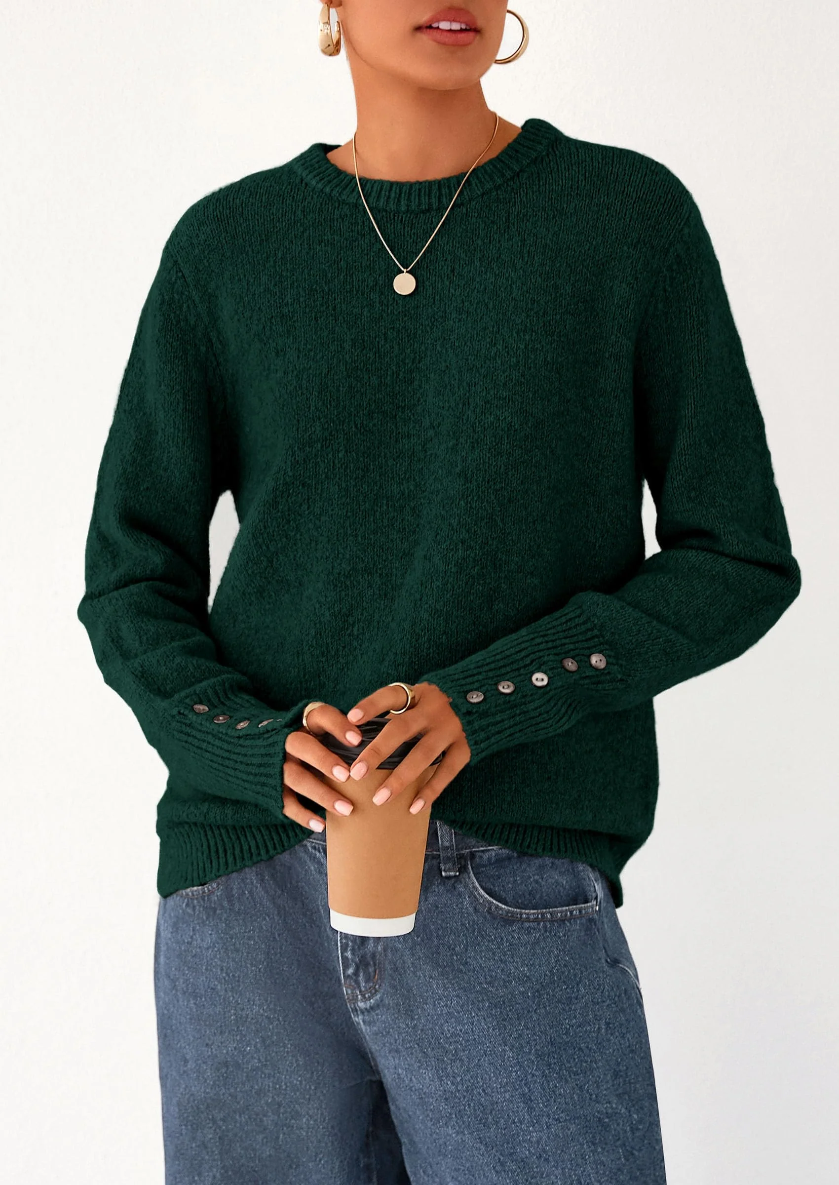 PRETTYGARDEN Womens Sweaters Fall Fashion Casual Crewneck Pullover Button Long Sleeve Cute Knit Tops Winter Clothes - Image 36