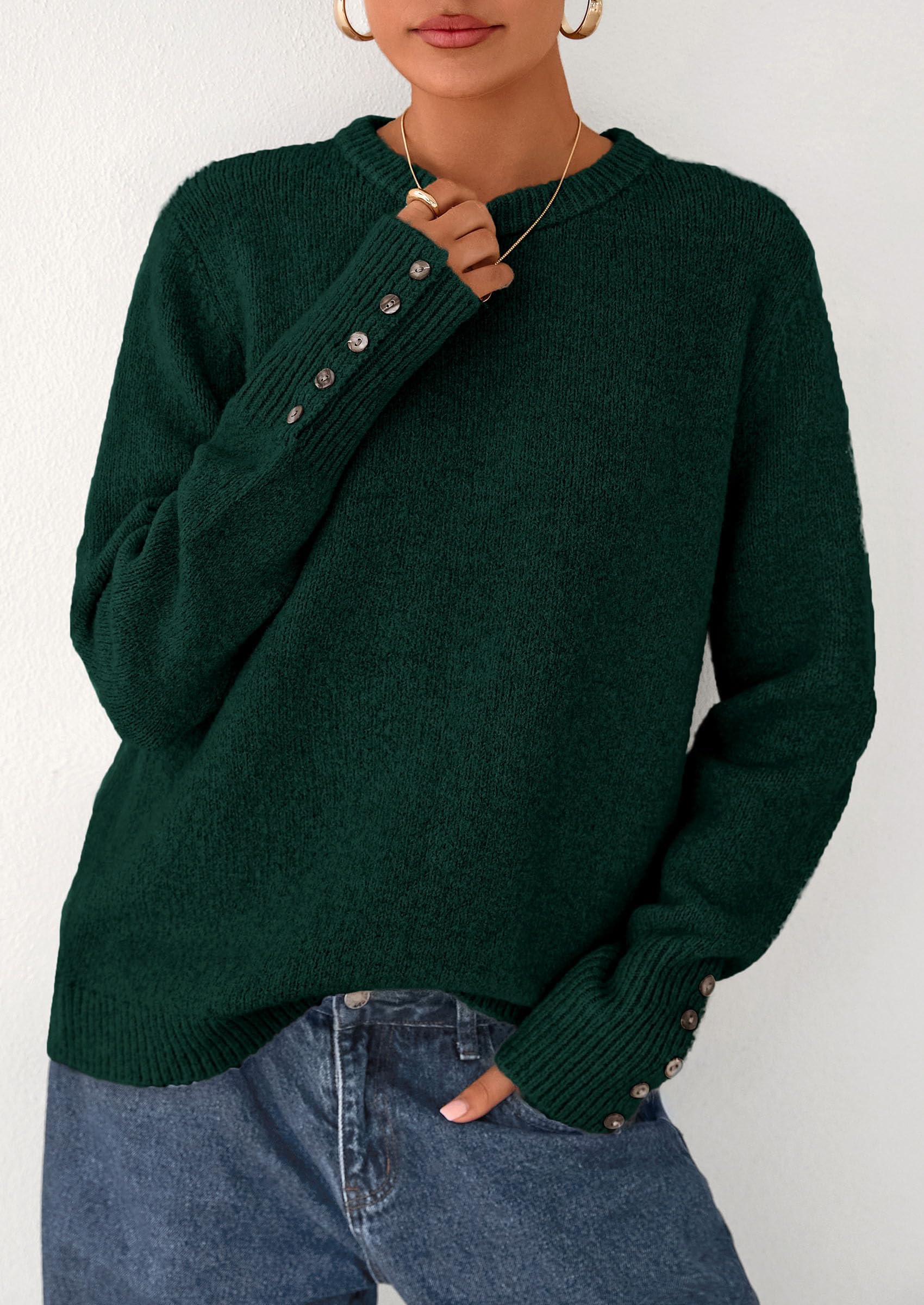 PRETTYGARDEN Womens Sweaters Fall Fashion Casual Crewneck Pullover Button Long Sleeve Cute Knit Tops Winter Clothes - Image 37