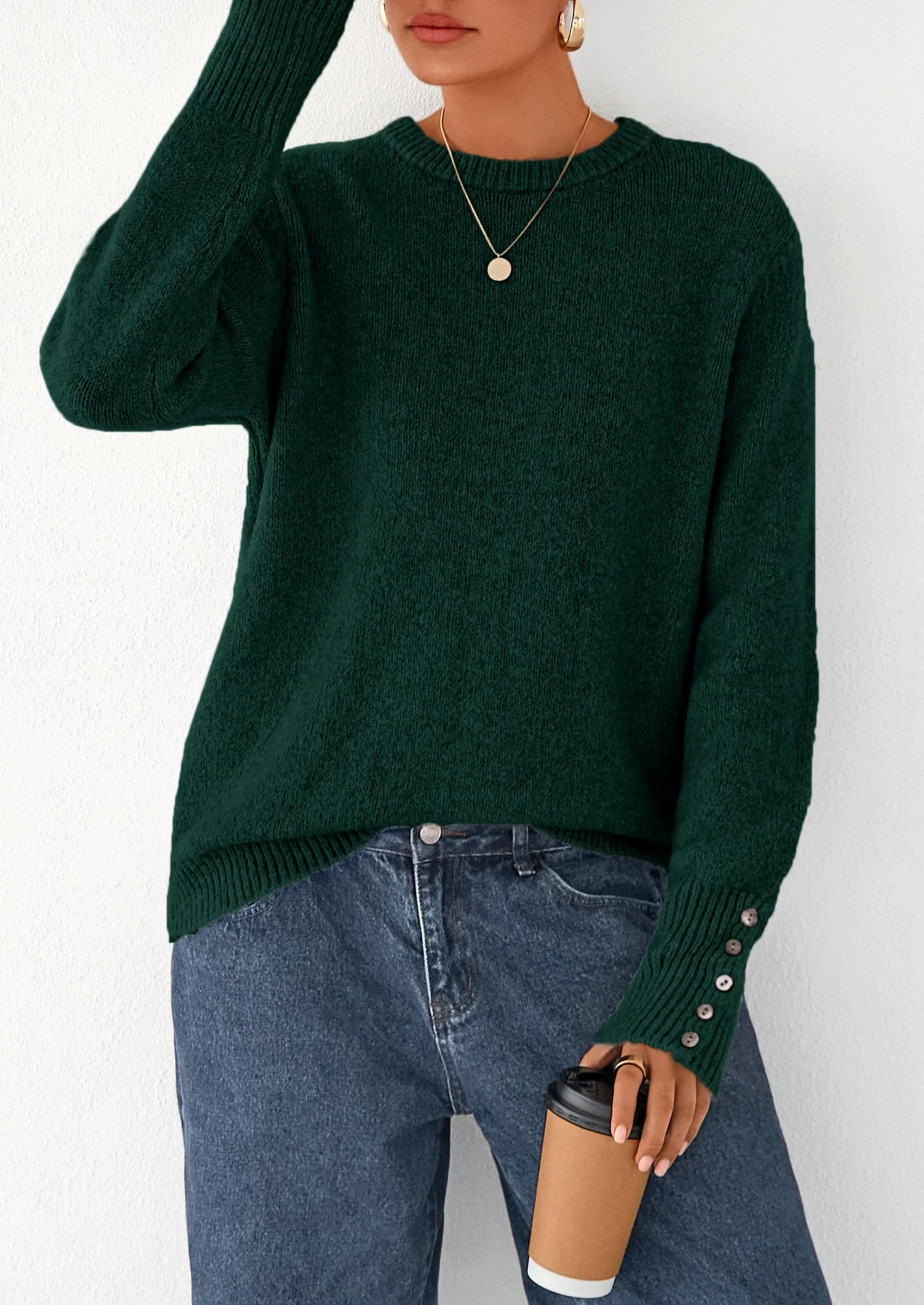 PRETTYGARDEN Womens Sweaters Fall Fashion Casual Crewneck Pullover Button Long Sleeve Cute Knit Tops Winter Clothes - Image 39