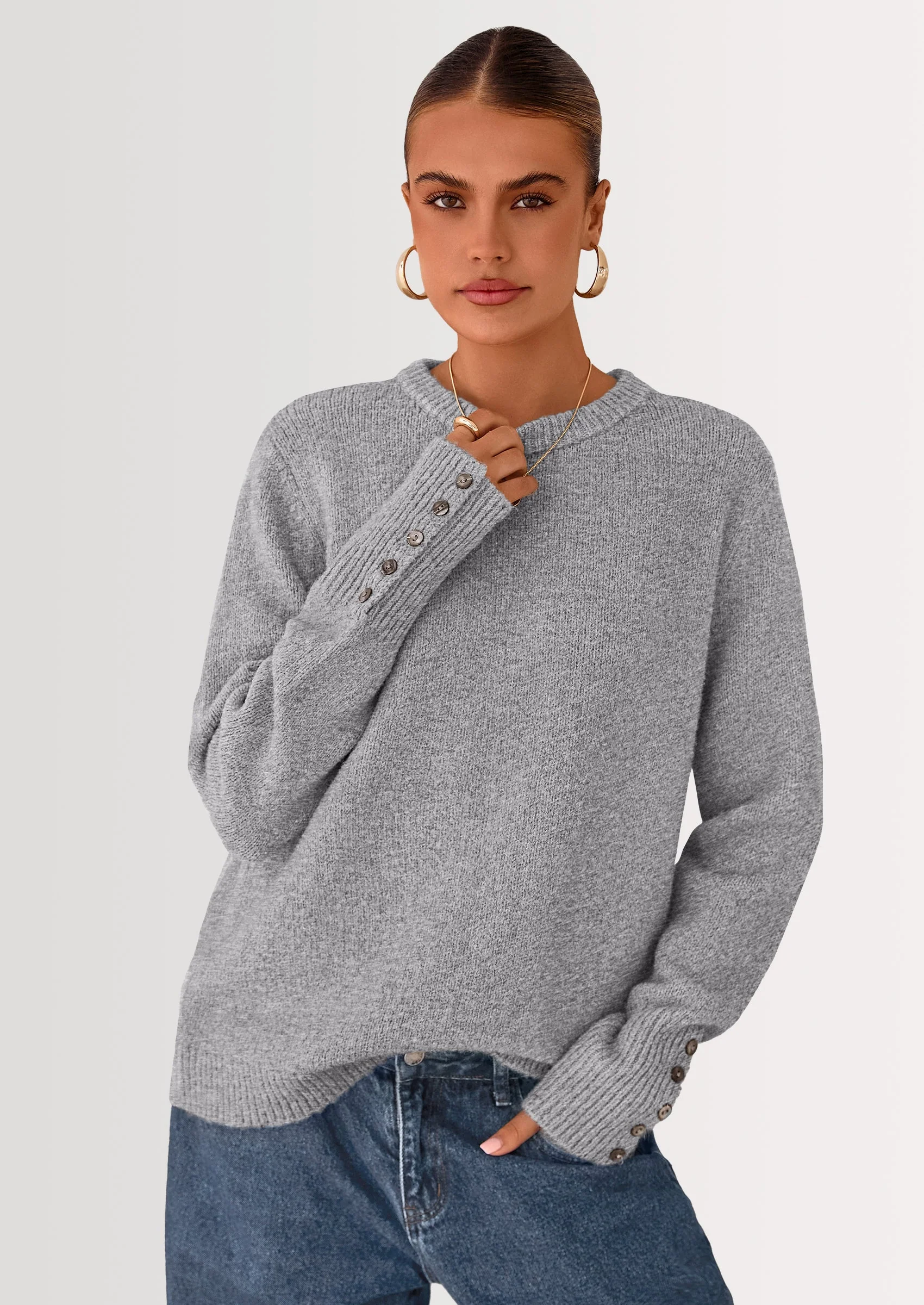 PRETTYGARDEN Womens Sweaters Fall Fashion Casual Crewneck Pullover Button Long Sleeve Cute Knit Tops Winter Clothes - Image 40