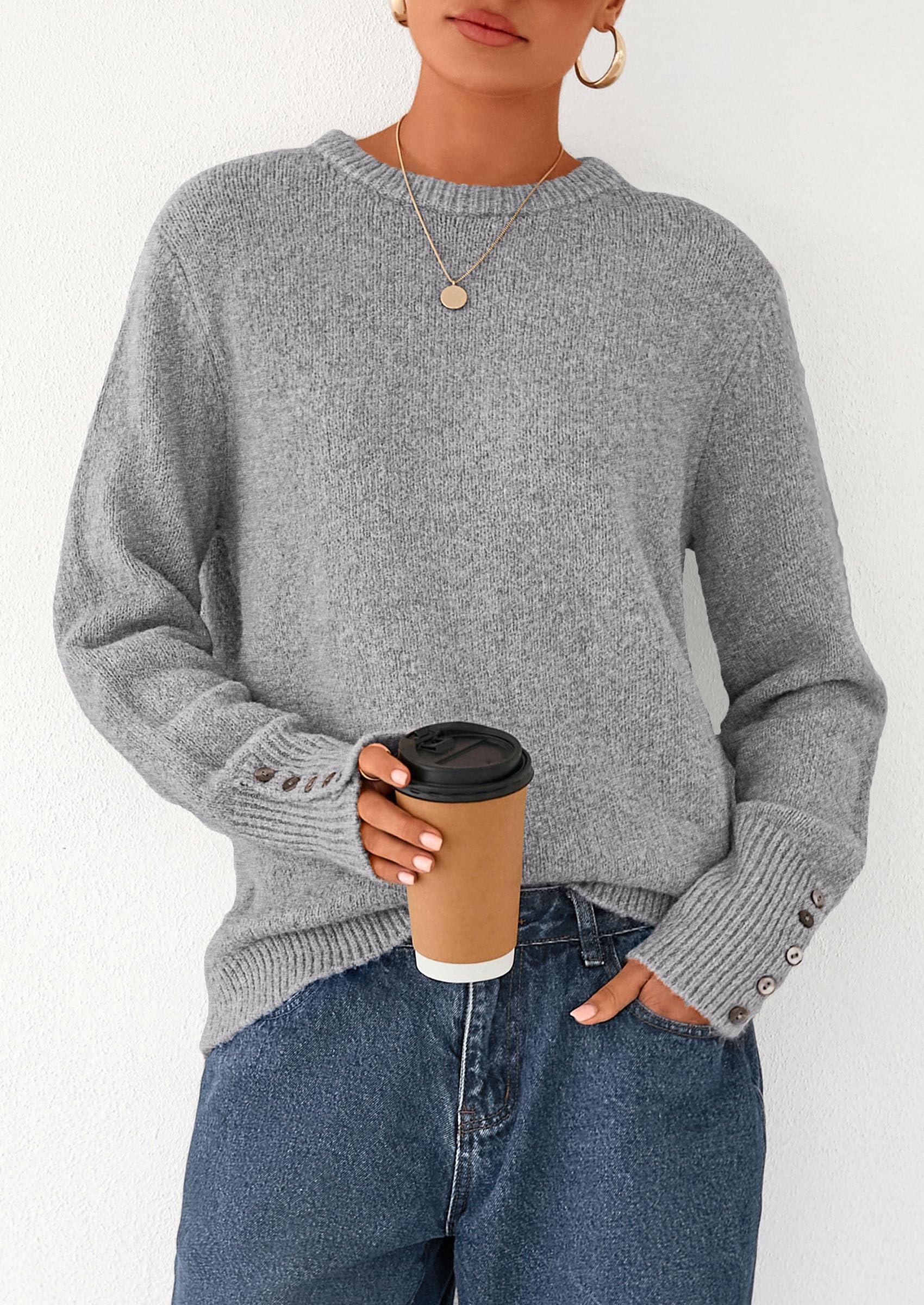 PRETTYGARDEN Womens Sweaters Fall Fashion Casual Crewneck Pullover Button Long Sleeve Cute Knit Tops Winter Clothes - Image 42