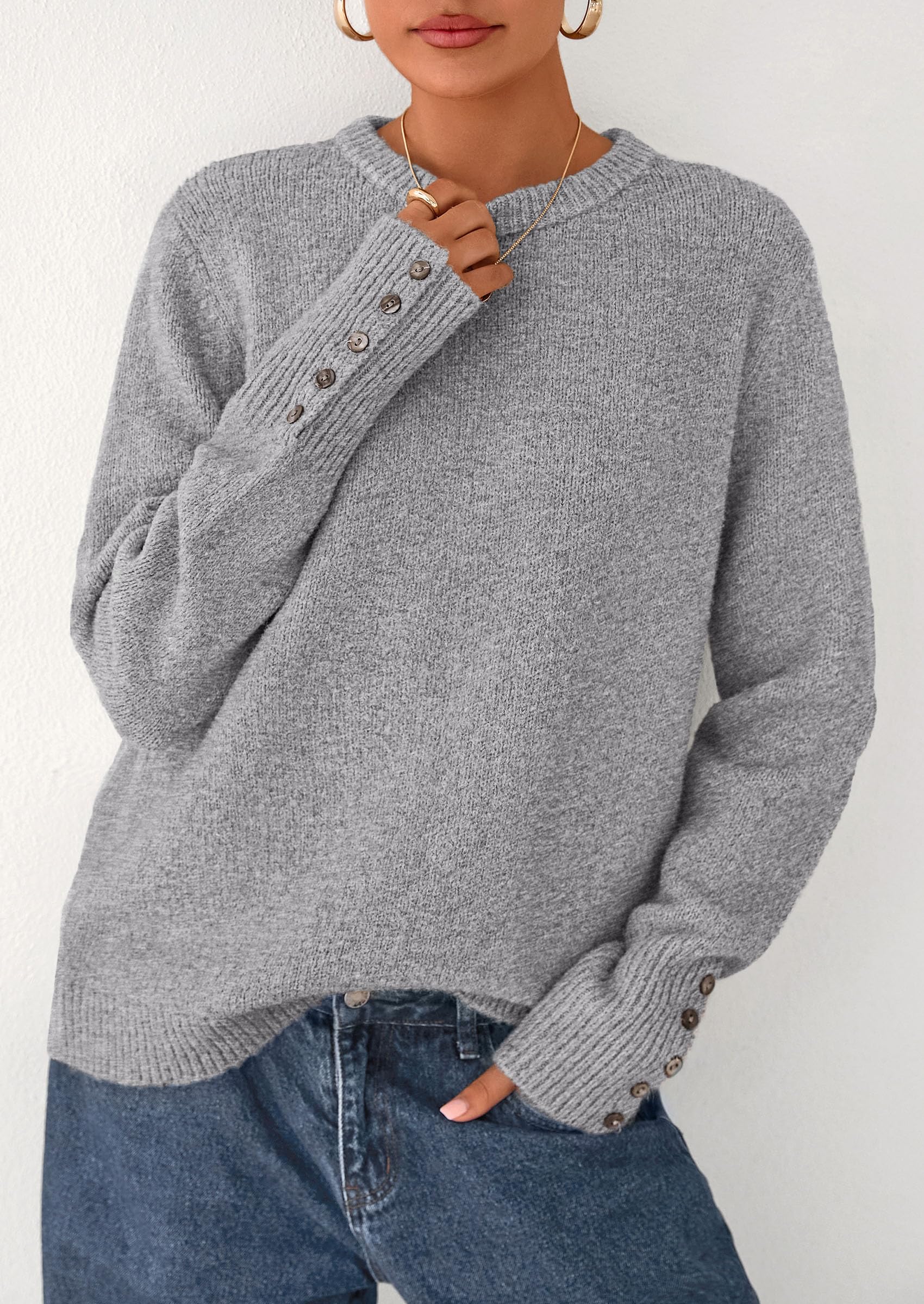 PRETTYGARDEN Womens Sweaters Fall Fashion Casual Crewneck Pullover Button Long Sleeve Cute Knit Tops Winter Clothes - Image 45