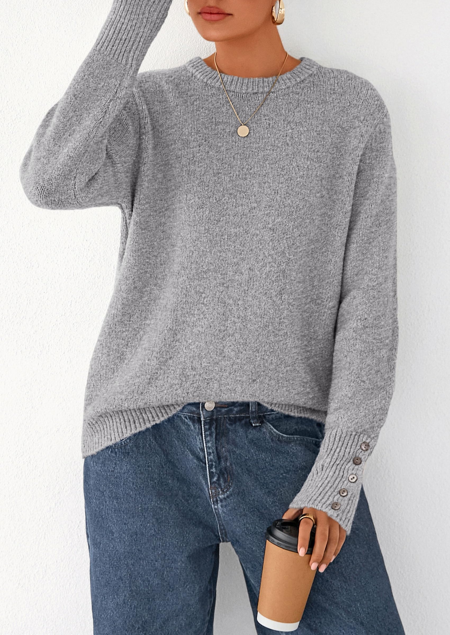 PRETTYGARDEN Womens Sweaters Fall Fashion Casual Crewneck Pullover Button Long Sleeve Cute Knit Tops Winter Clothes - Image 47