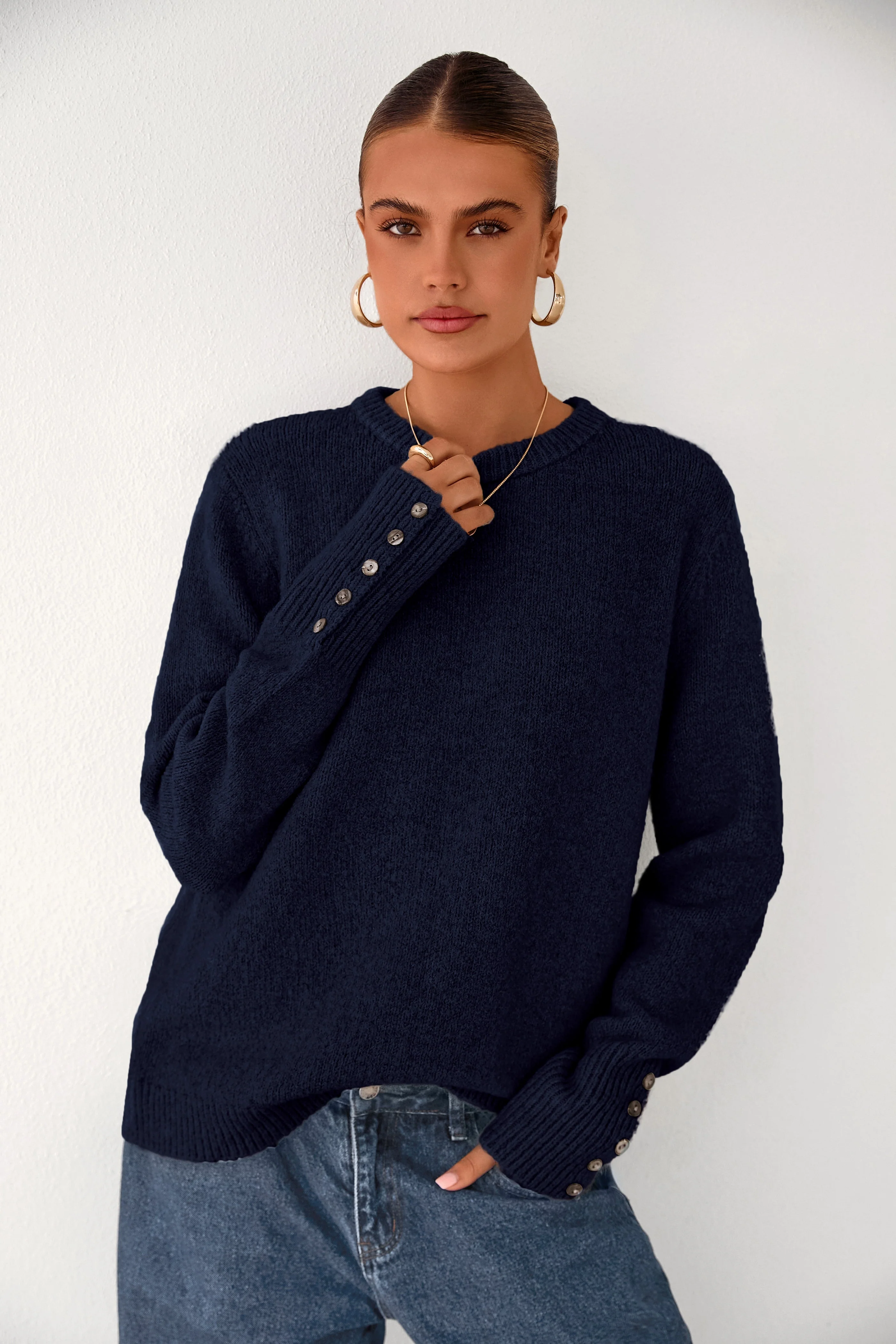 PRETTYGARDEN Womens Sweaters Fall Fashion Casual Crewneck Pullover Button Long Sleeve Cute Knit Tops Winter Clothes - Image 48