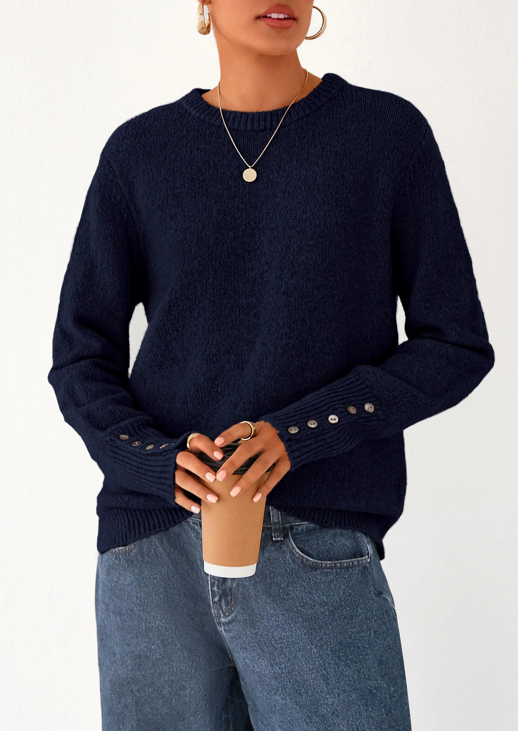 PRETTYGARDEN Womens Sweaters Fall Fashion Casual Crewneck Pullover Button Long Sleeve Cute Knit Tops Winter Clothes - Image 52