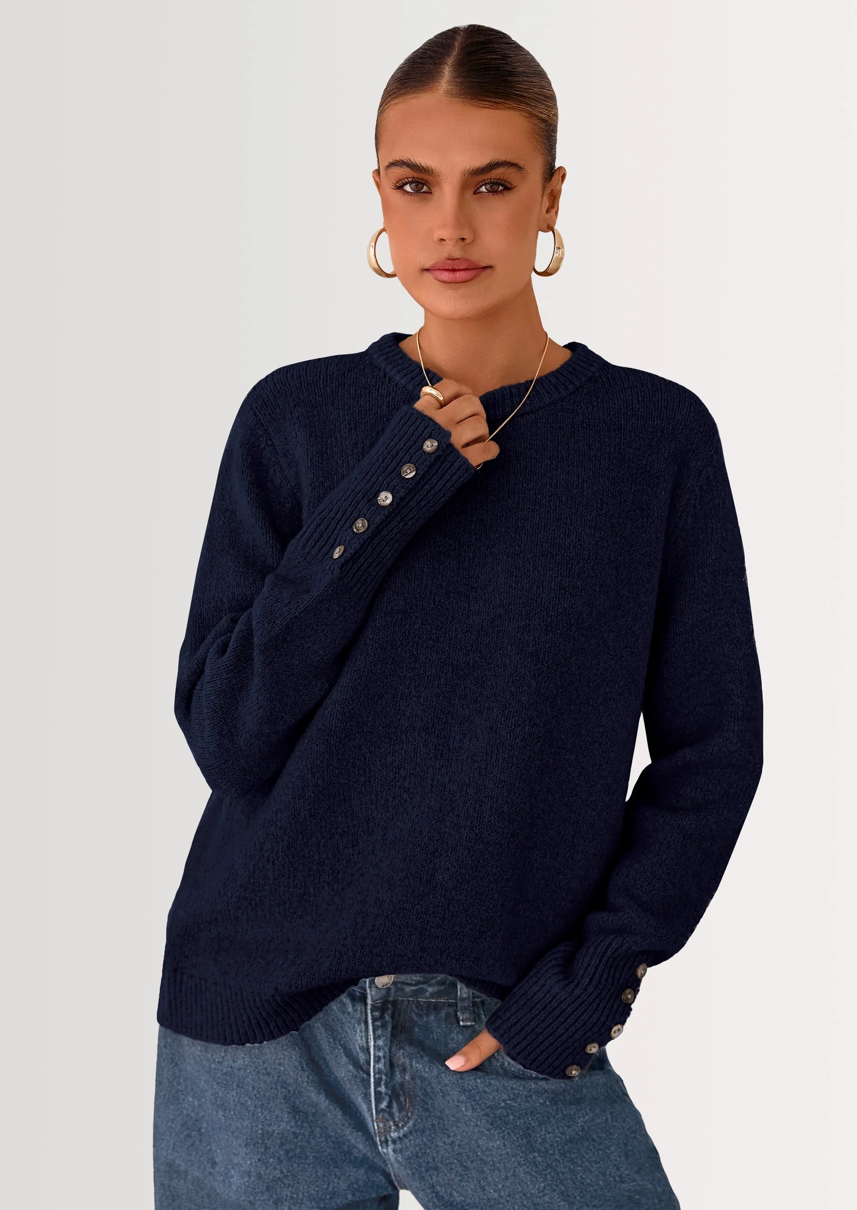 PRETTYGARDEN Womens Sweaters Fall Fashion Casual Crewneck Pullover Button Long Sleeve Cute Knit Tops Winter Clothes - Image 53