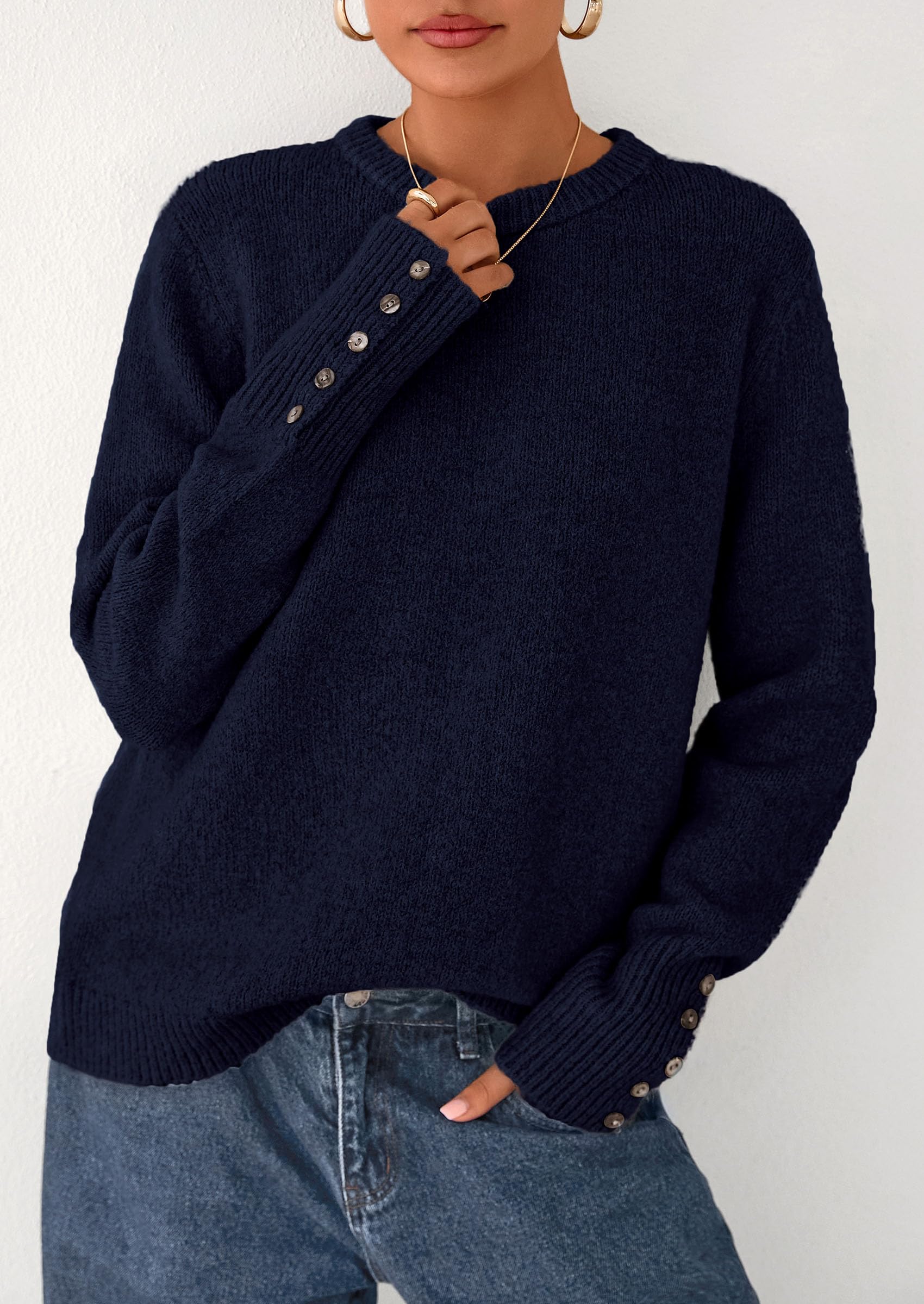 PRETTYGARDEN Womens Sweaters Fall Fashion Casual Crewneck Pullover Button Long Sleeve Cute Knit Tops Winter Clothes - Image 55