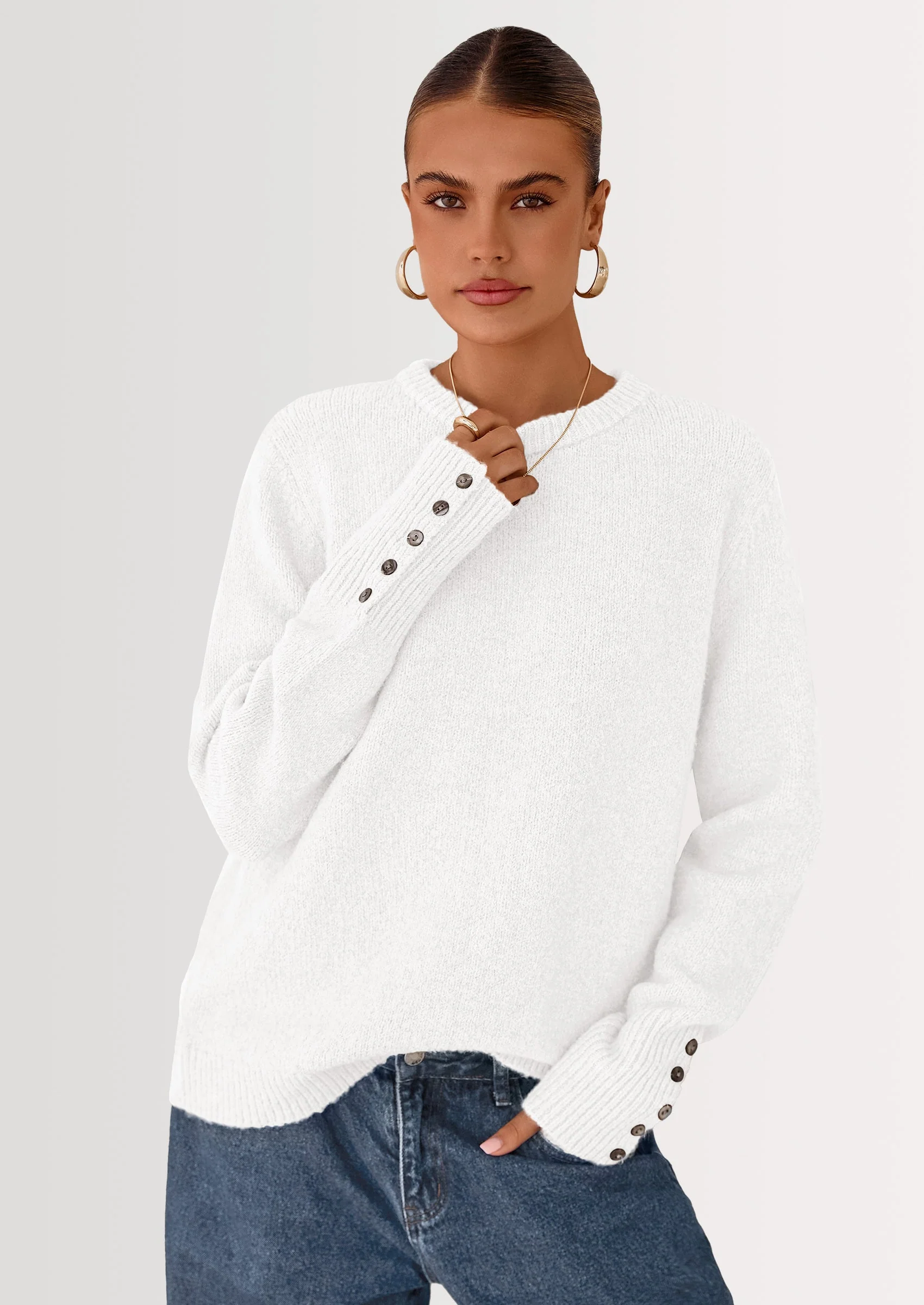 PRETTYGARDEN Womens Sweaters Fall Fashion Casual Crewneck Pullover Button Long Sleeve Cute Knit Tops Winter Clothes - Image 58