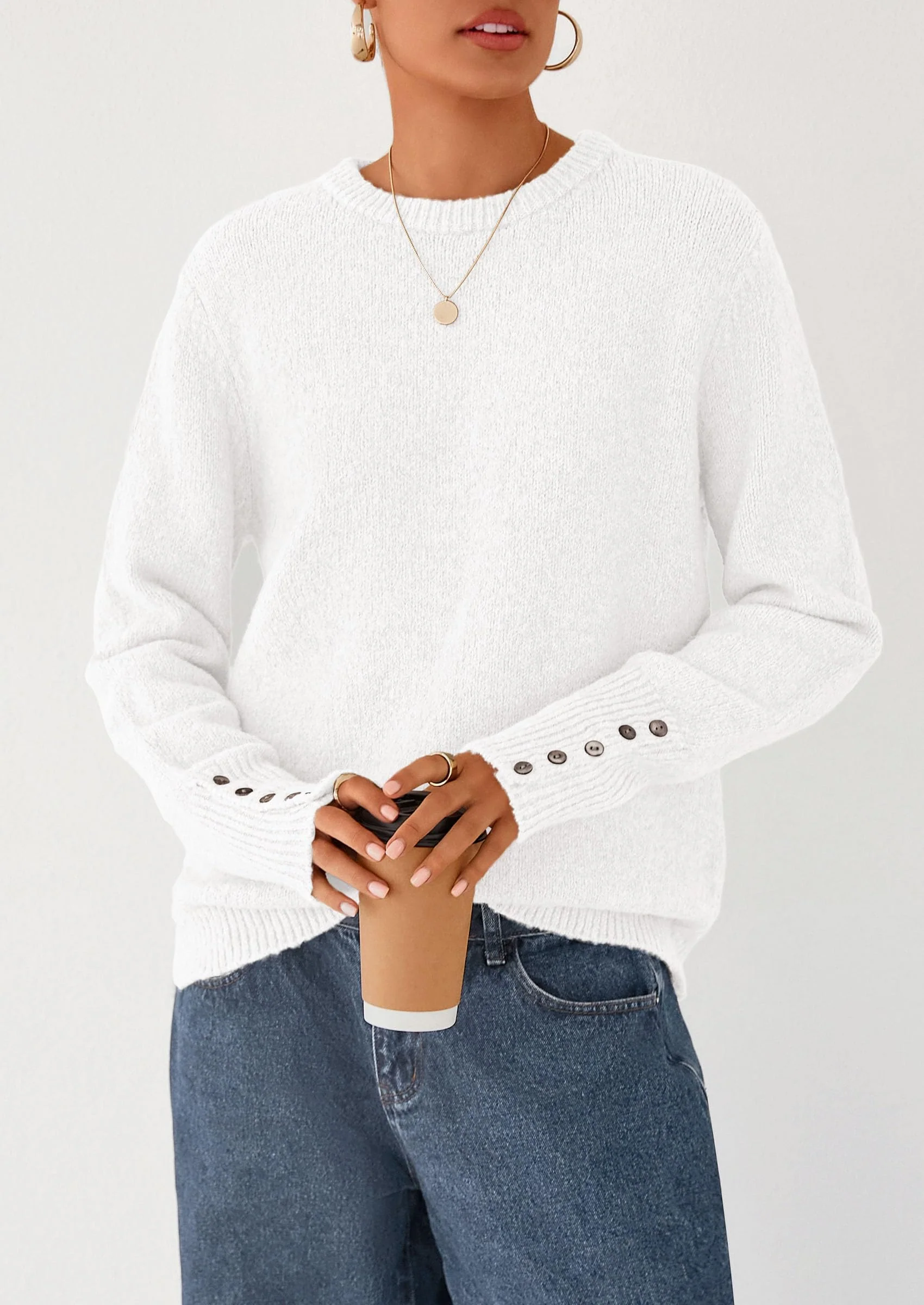 PRETTYGARDEN Womens Sweaters Fall Fashion Casual Crewneck Pullover Button Long Sleeve Cute Knit Tops Winter Clothes - Image 62