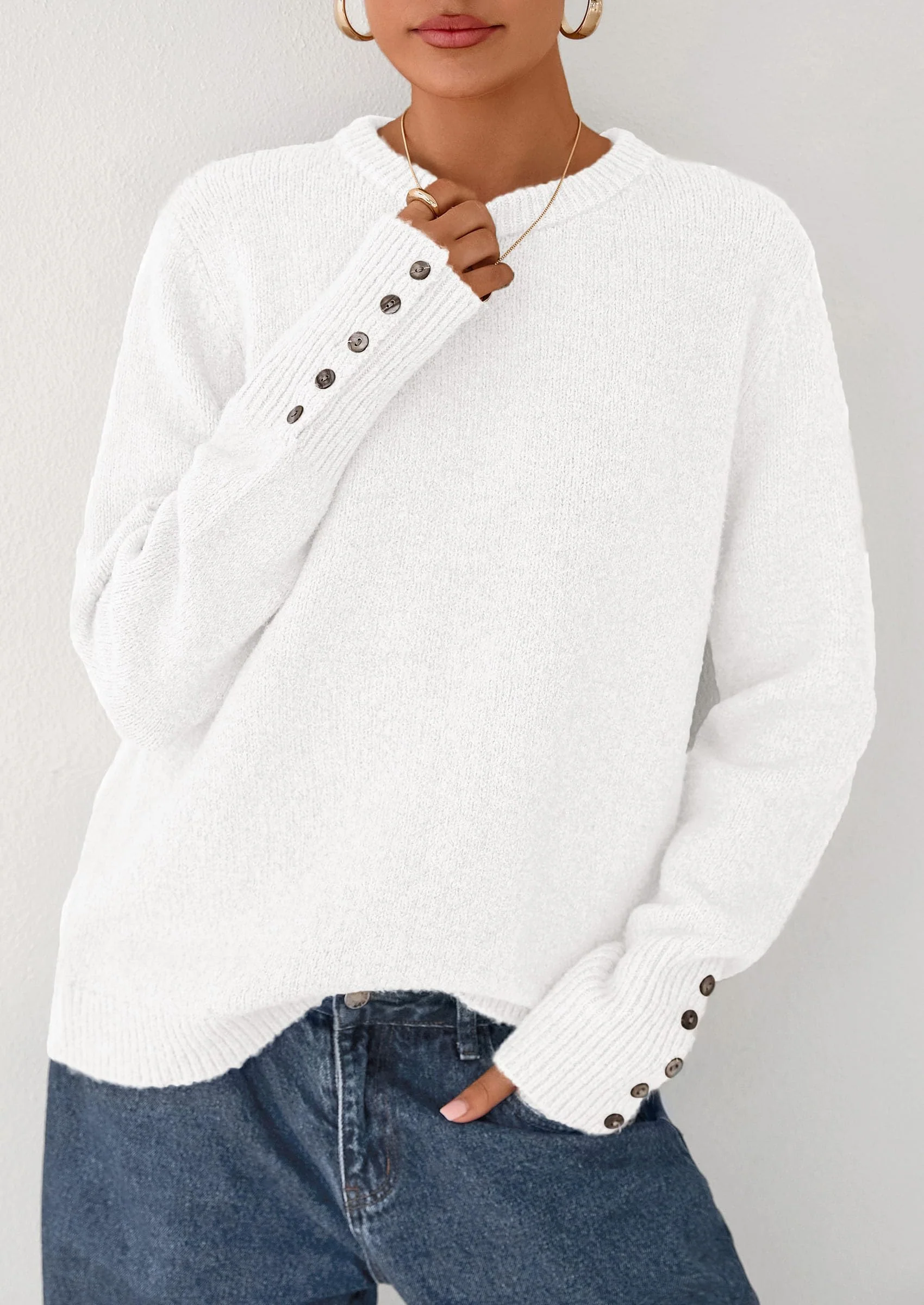 PRETTYGARDEN Womens Sweaters Fall Fashion Casual Crewneck Pullover Button Long Sleeve Cute Knit Tops Winter Clothes - Image 63