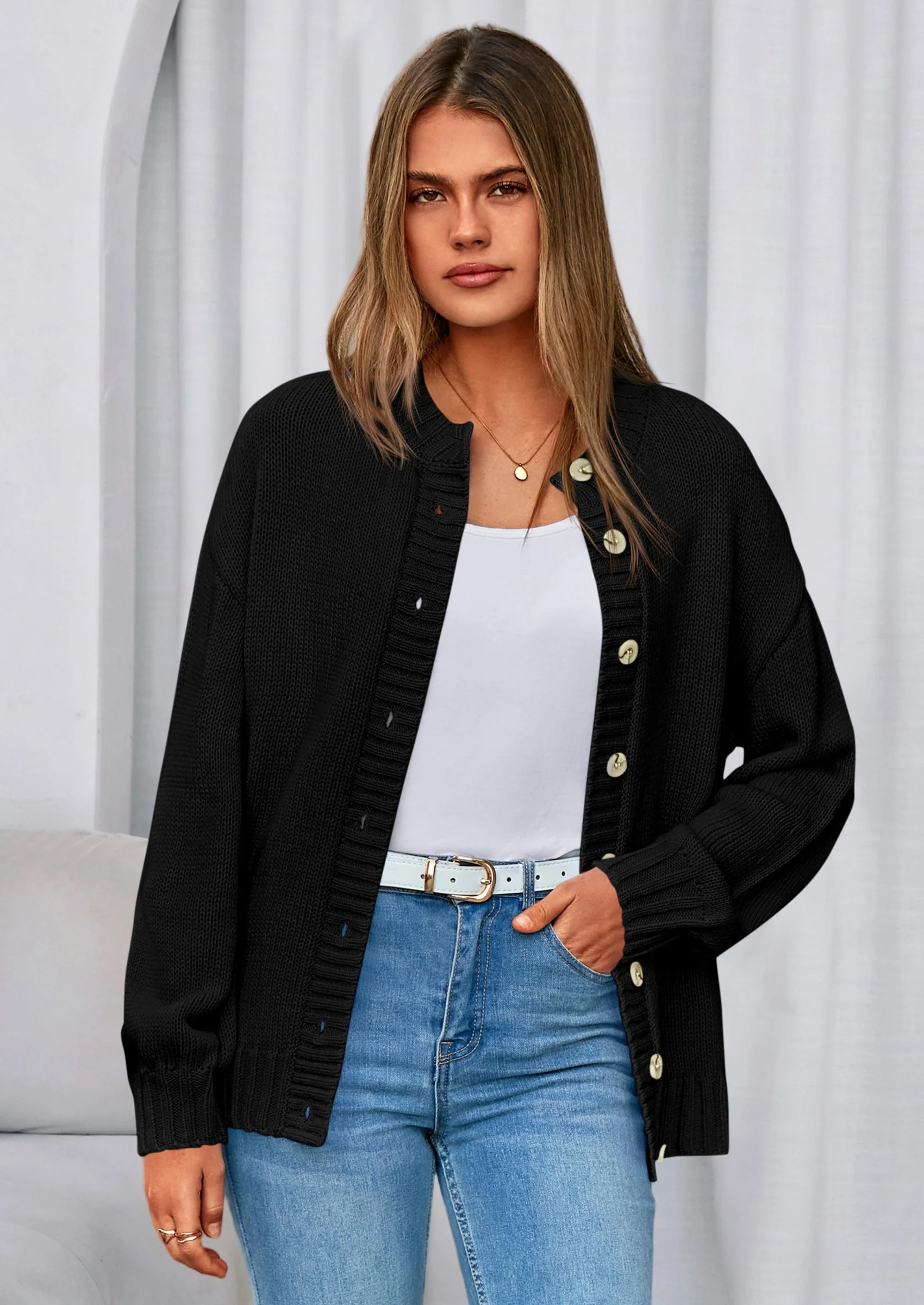 PRETTYGARDEN Women's Winter Cardigan Sweaters Trendy Chunky Knit Long Sleeve Button Up Casual Warm Fall Jackets Coats - Image 22