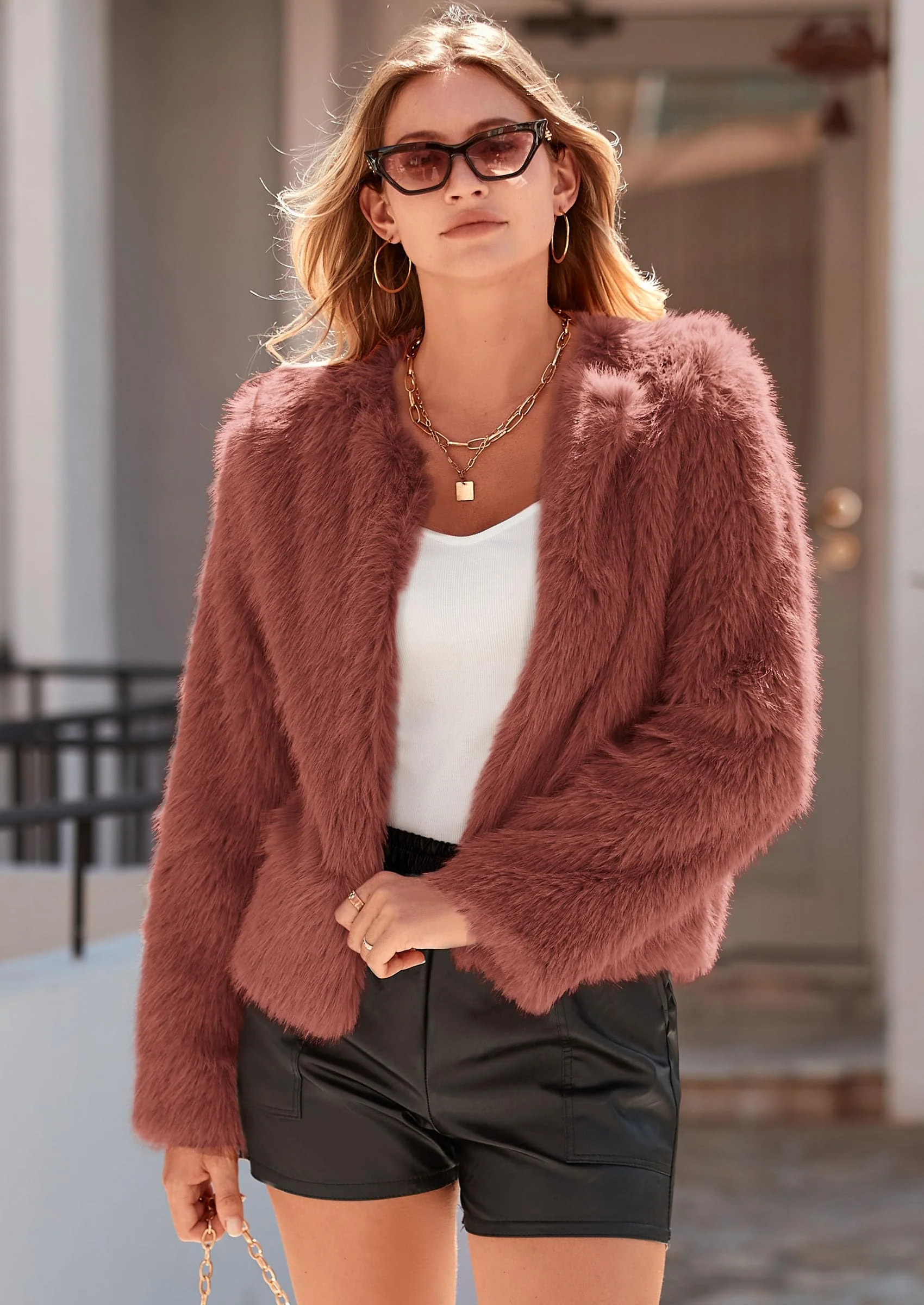 PRETTYGARDEN Women's Winter Coats Fleece Cropped Jacket Faux Fur Long Sleeve Pockets Shaggy Warm Outerwear Fall Clothes - Image 11