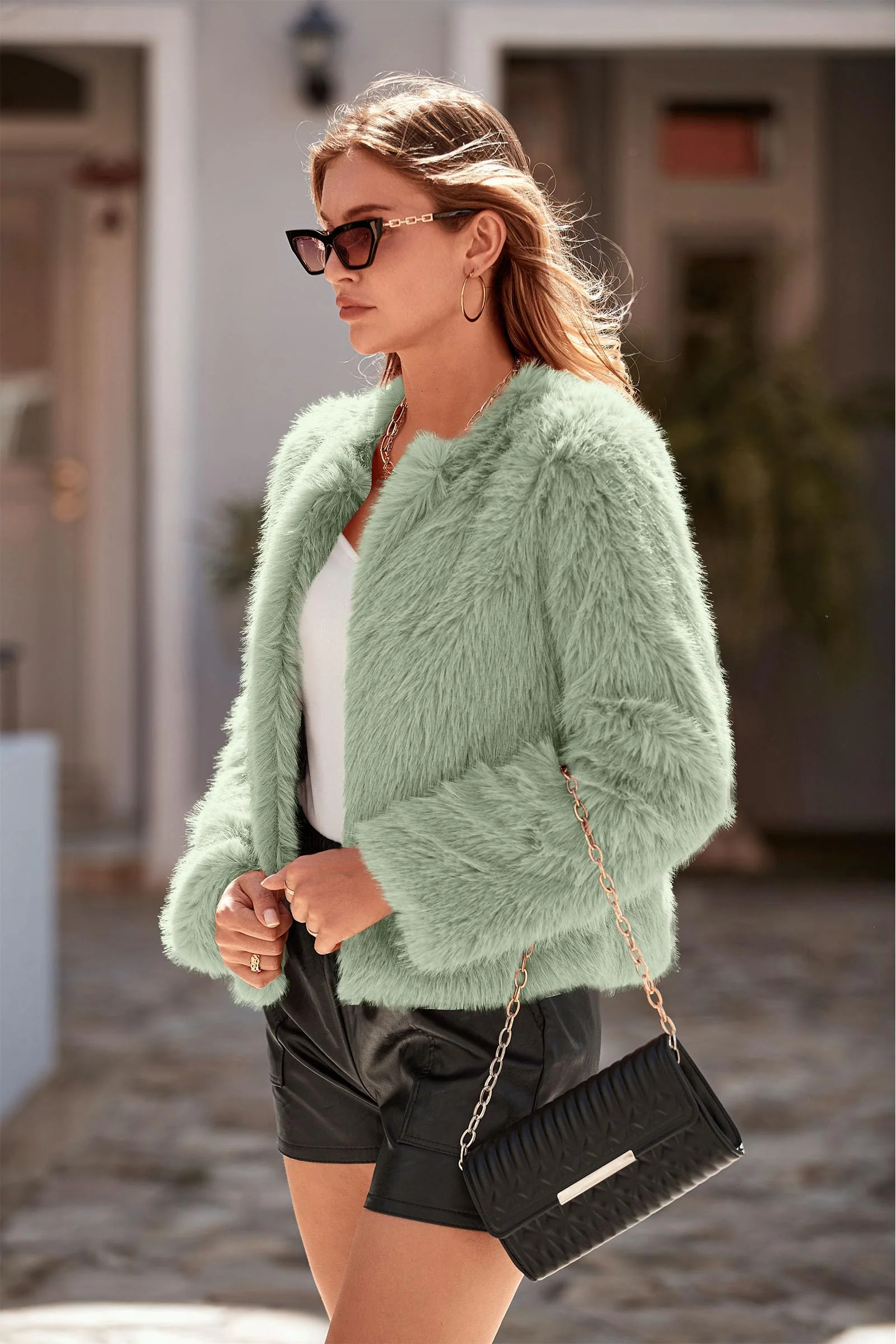 PRETTYGARDEN Women's Winter Coats Fleece Cropped Jacket Faux Fur Long Sleeve Pockets Shaggy Warm Outerwear Fall Clothes - Image 17