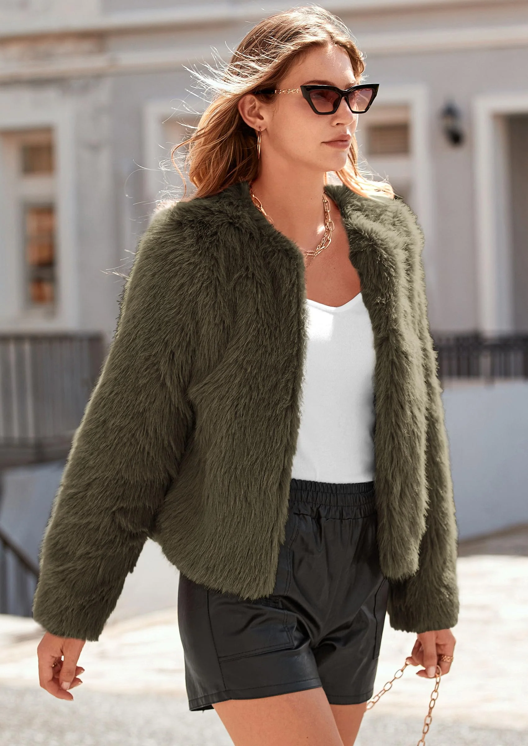 PRETTYGARDEN Women's Winter Coats Fleece Cropped Jacket Faux Fur Long Sleeve Pockets Shaggy Warm Outerwear Fall Clothes - Image 56