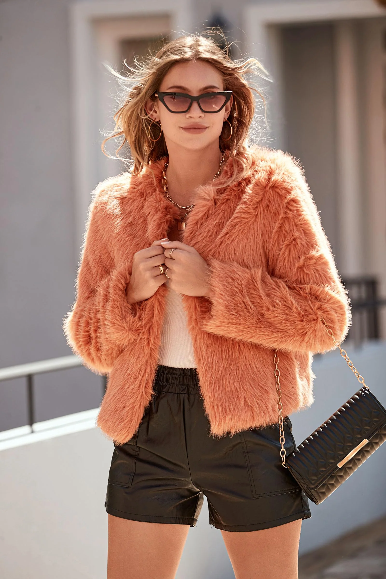 PRETTYGARDEN Women's Winter Coats Fleece Cropped Jacket Faux Fur Long Sleeve Pockets Shaggy Warm Outerwear Fall Clothes - Image 6