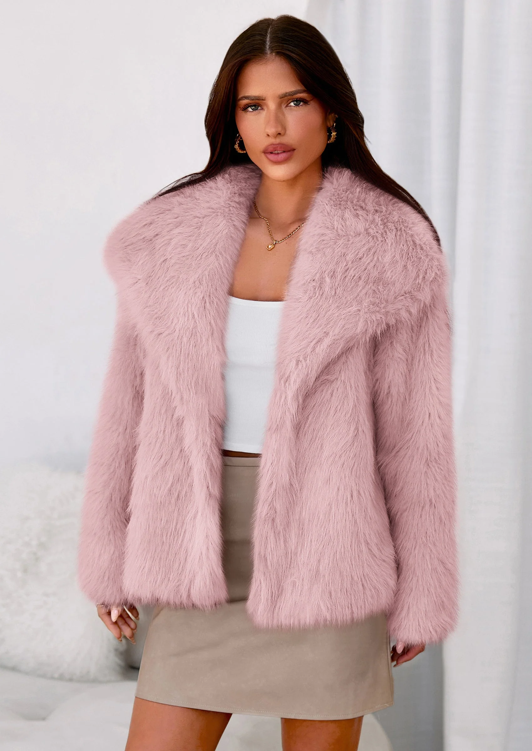 PRETTYGARDEN Womens Winter Coats Trendy Long Sleeve Furry Faux Fur Jackets Button Lapel Warm Fall Outwear with Pockets - Image 12