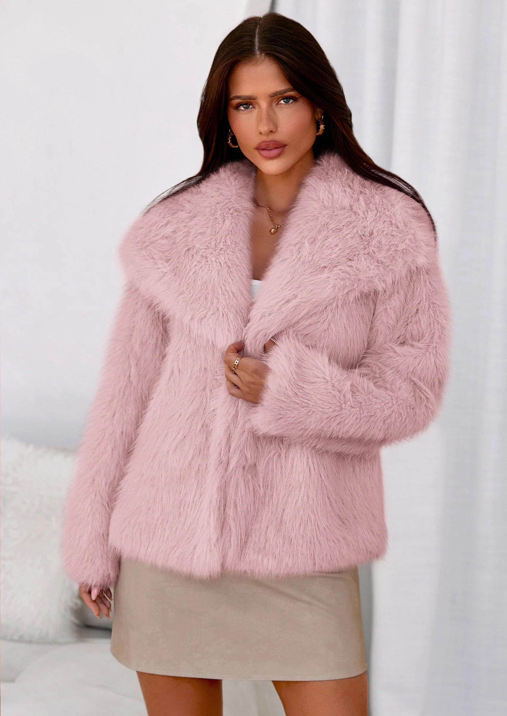 PRETTYGARDEN Womens Winter Coats Trendy Long Sleeve Furry Faux Fur Jackets Button Lapel Warm Fall Outwear with Pockets - Image 13