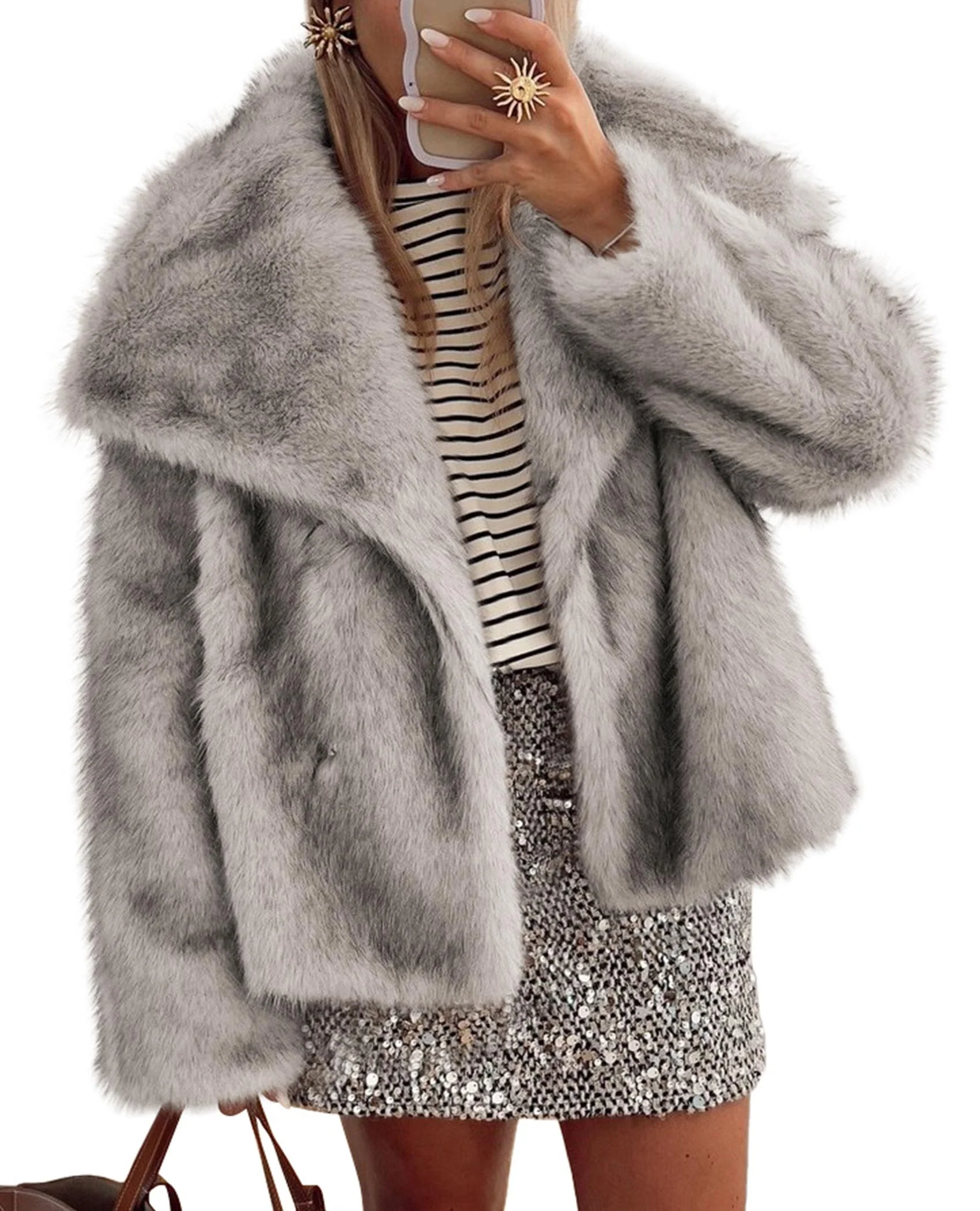 PRETTYGARDEN Womens Winter Coats Trendy Long Sleeve Furry Faux Fur Jackets Button Lapel Warm Fall Outwear with Pockets - Image 22