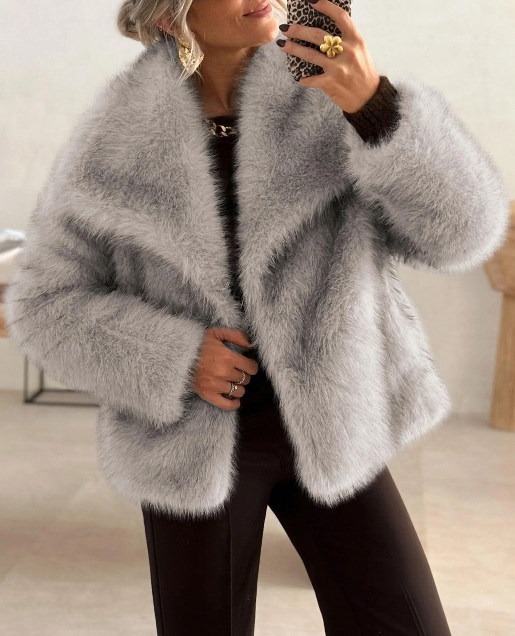 PRETTYGARDEN Womens Winter Coats Trendy Long Sleeve Furry Faux Fur Jackets Button Lapel Warm Fall Outwear with Pockets - Image 27