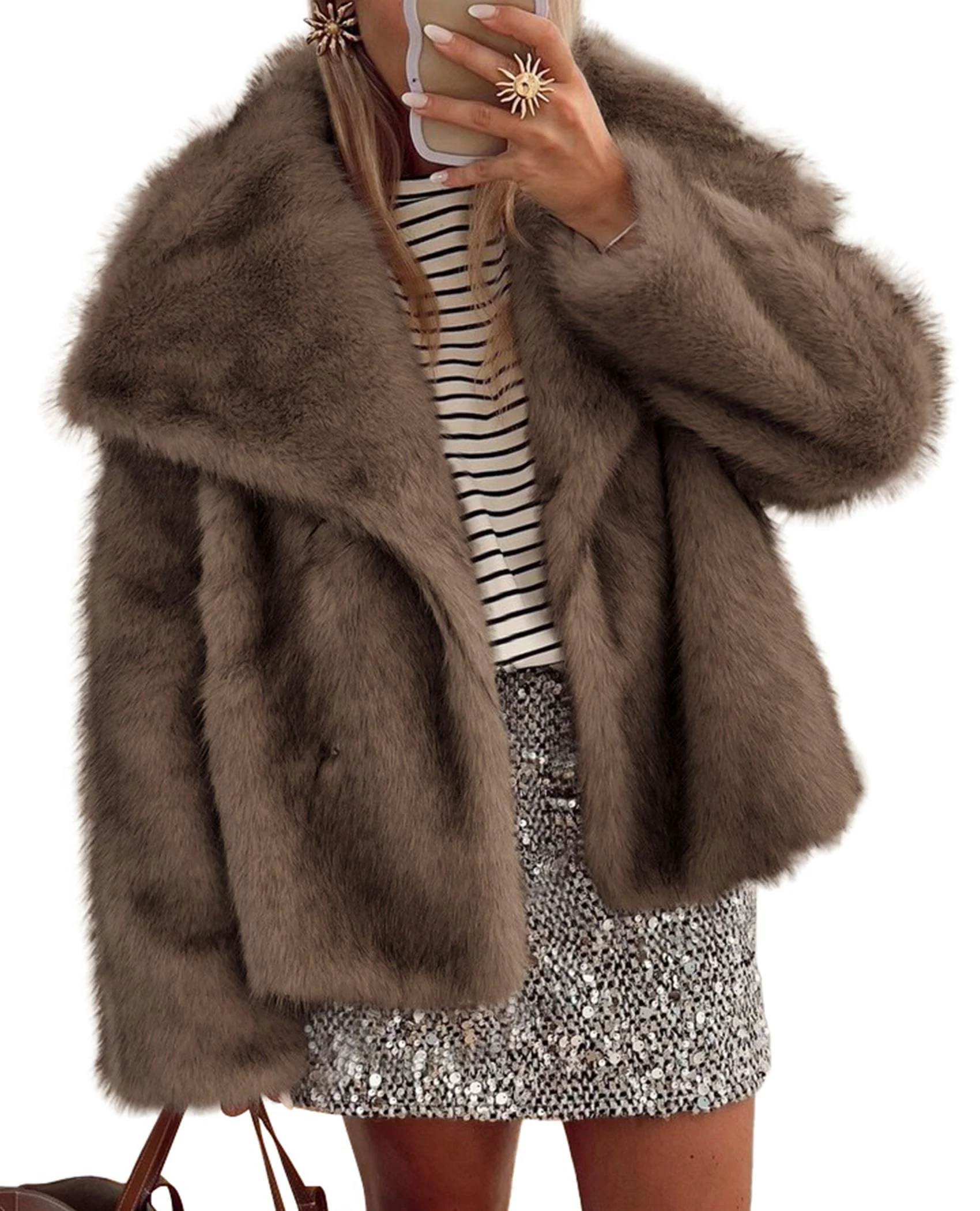 PRETTYGARDEN Womens Winter Coats Trendy Long Sleeve Furry Faux Fur Jackets Button Lapel Warm Fall Outwear with Pockets - Image 28