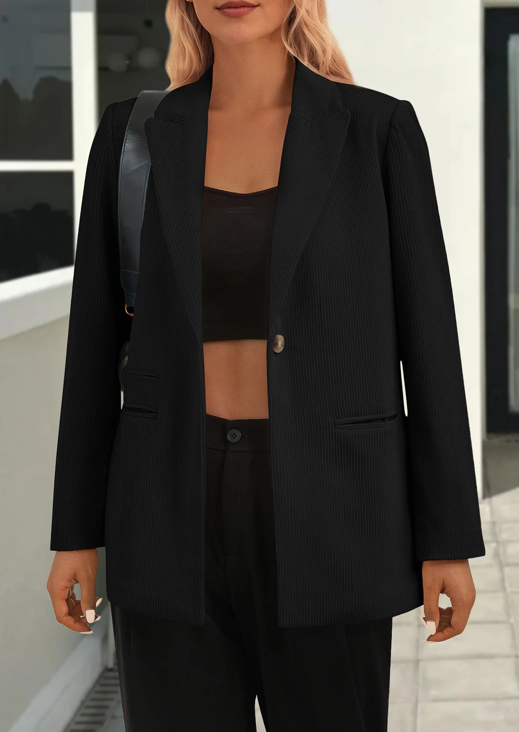 PRETTYGARDEN Women's Winter Corduroy Blazers Jackets Dressy Casual Ribbed Long Sleeve Lapel Fashion Work Business Outerwear - Image 12