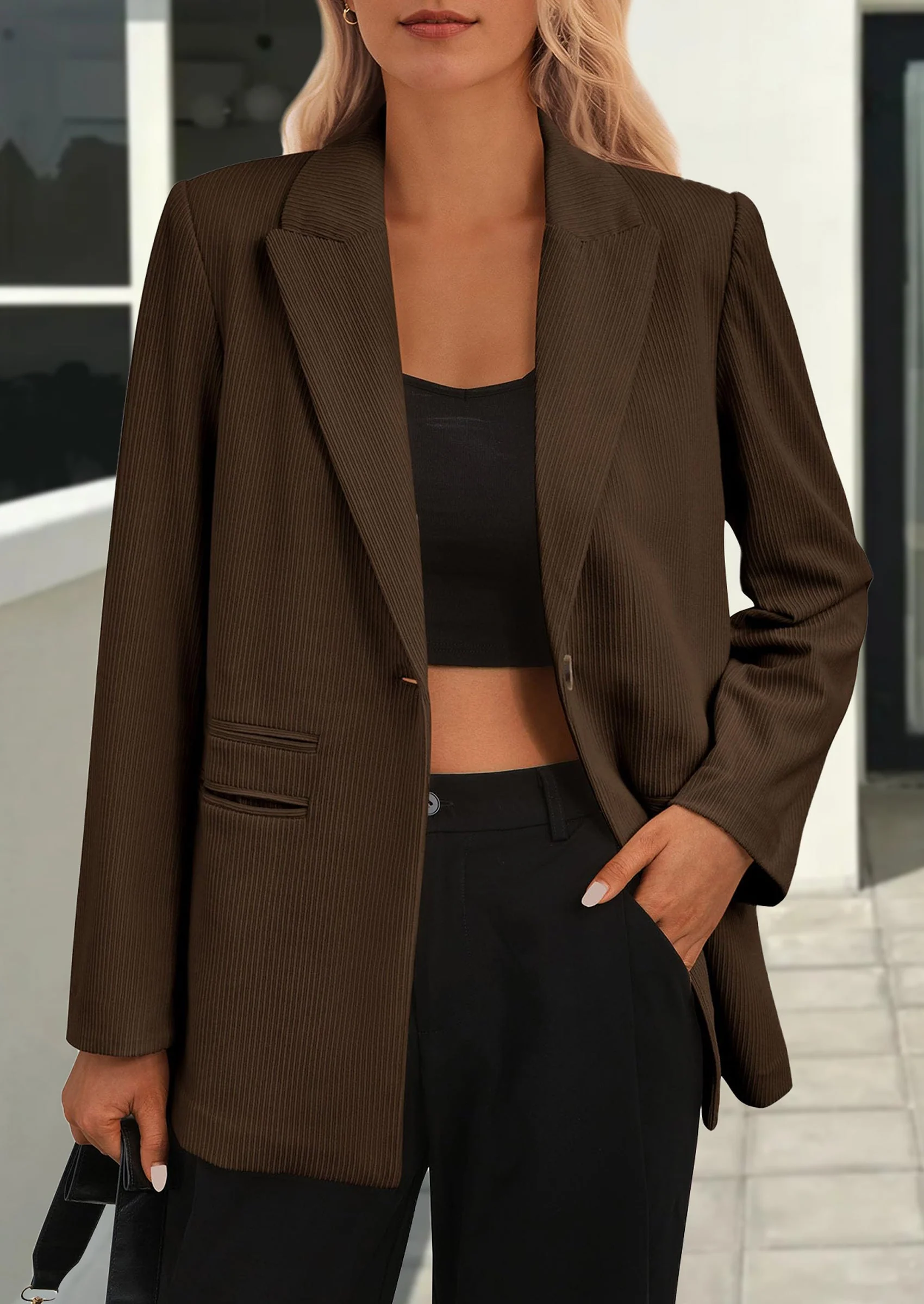 PRETTYGARDEN Women's Winter Corduroy Blazers Jackets Dressy Casual Ribbed Long Sleeve Lapel Fashion Work Business Outerwear - Image 22