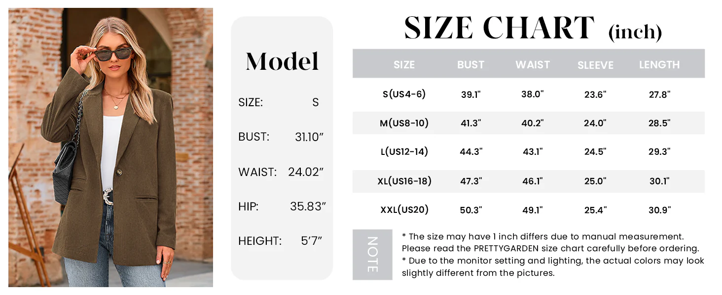 PRETTYGARDEN Women's Winter Corduroy Blazers Jackets Dressy Casual Ribbed Long Sleeve Lapel Fashion Work Business Outerwear - Image 7