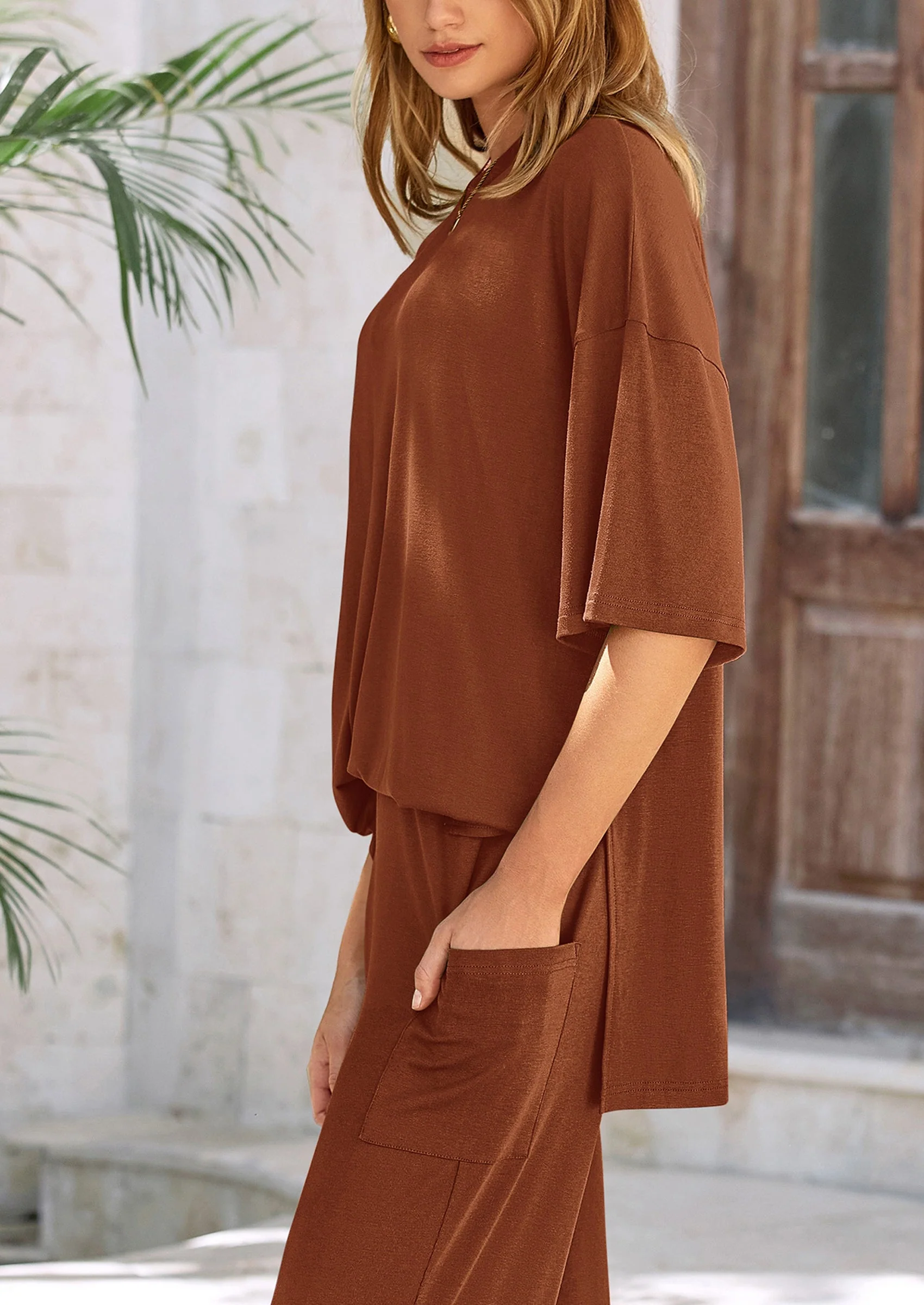 PRETTYGARDEN Women's 2 Piece Outfits Casual Short Sleeve Pullover Tops and Wide Leg Pants Lounge Sets Tracksuits - Image 130