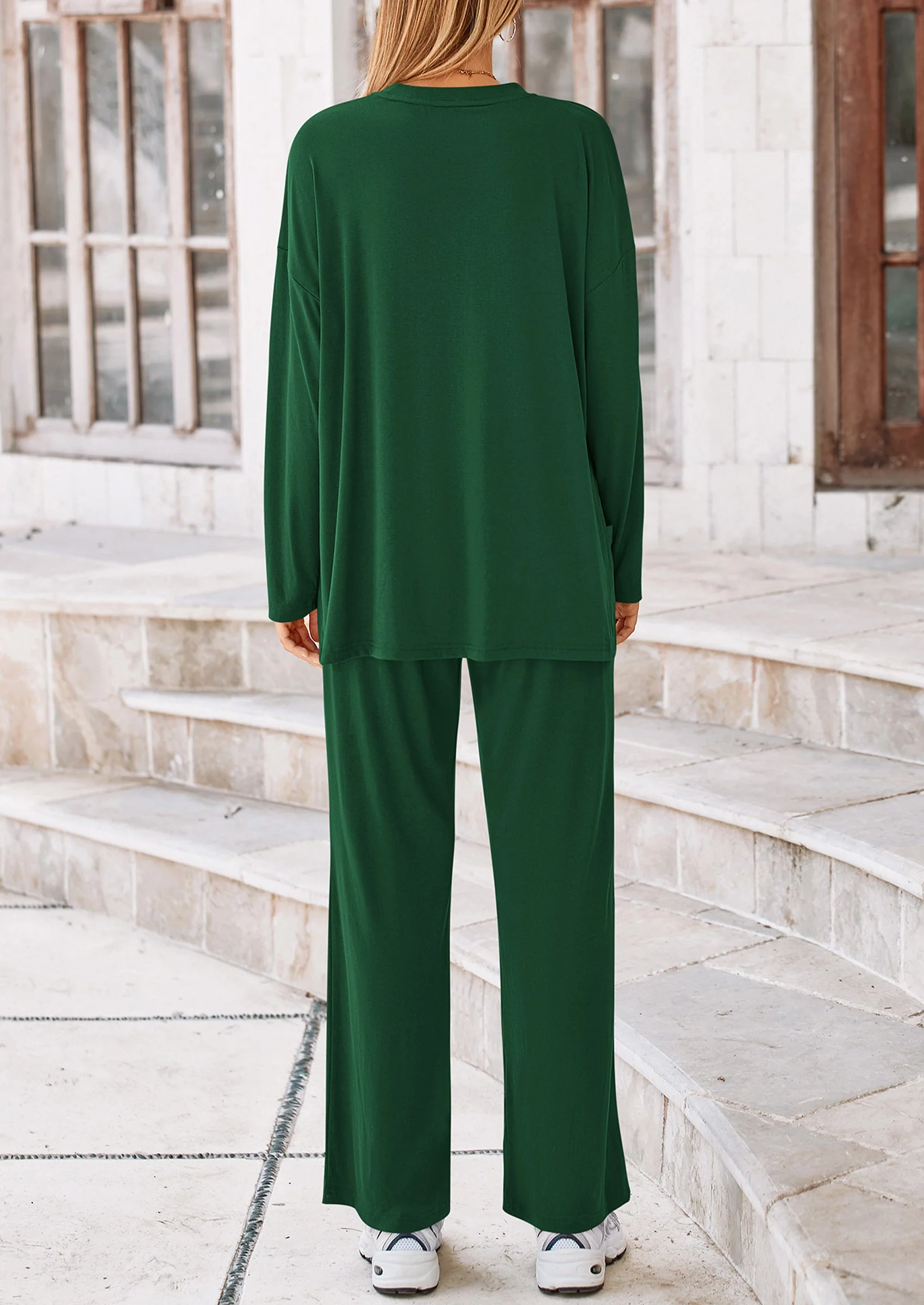 PRETTYGARDEN Women's 2 Piece Outfits Casual Short Sleeve Pullover Tops and Wide Leg Pants Lounge Sets Tracksuits - Image 173