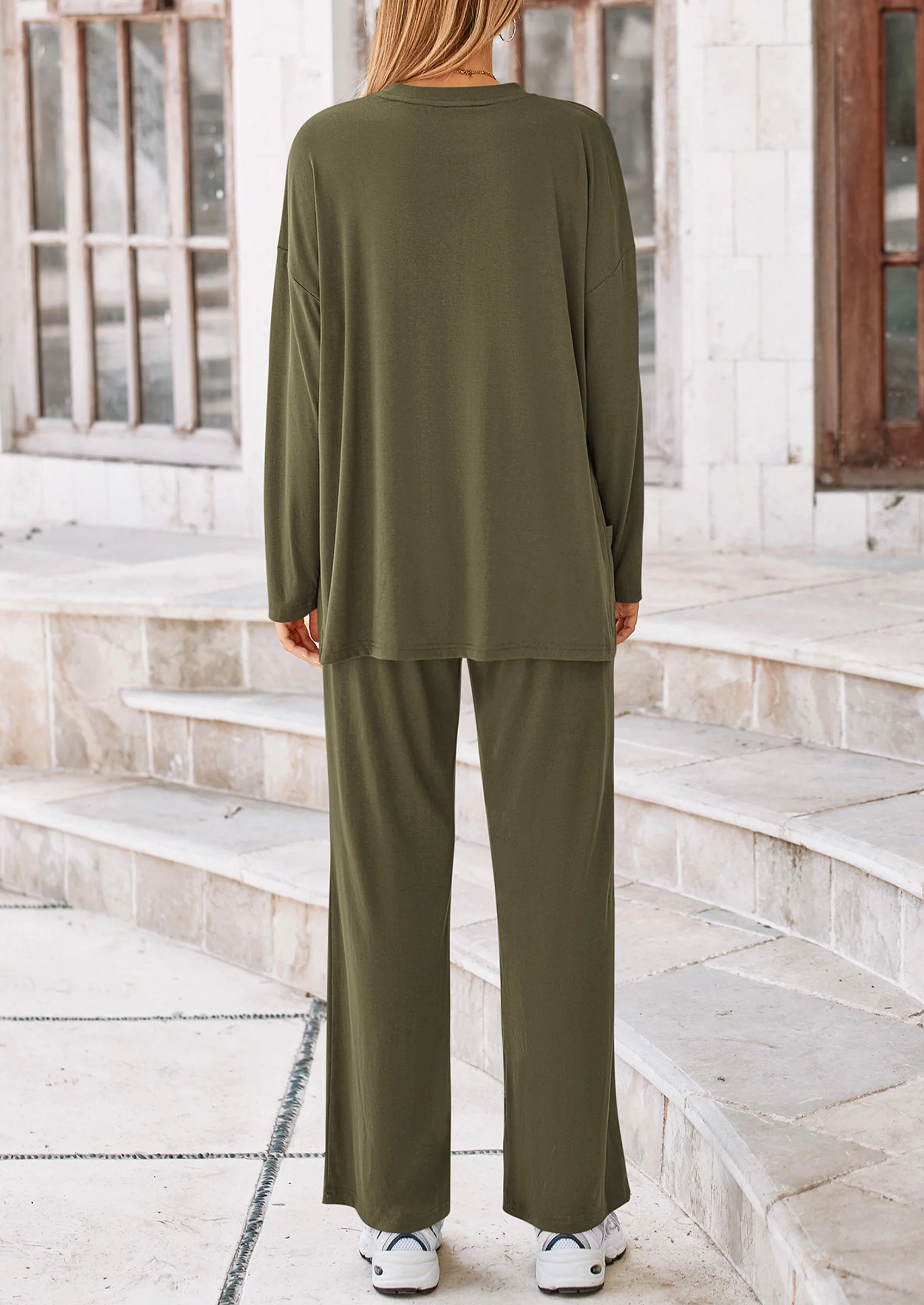 PRETTYGARDEN Women's 2 Piece Outfits Casual Short Sleeve Pullover Tops and Wide Leg Pants Lounge Sets Tracksuits - Image 174