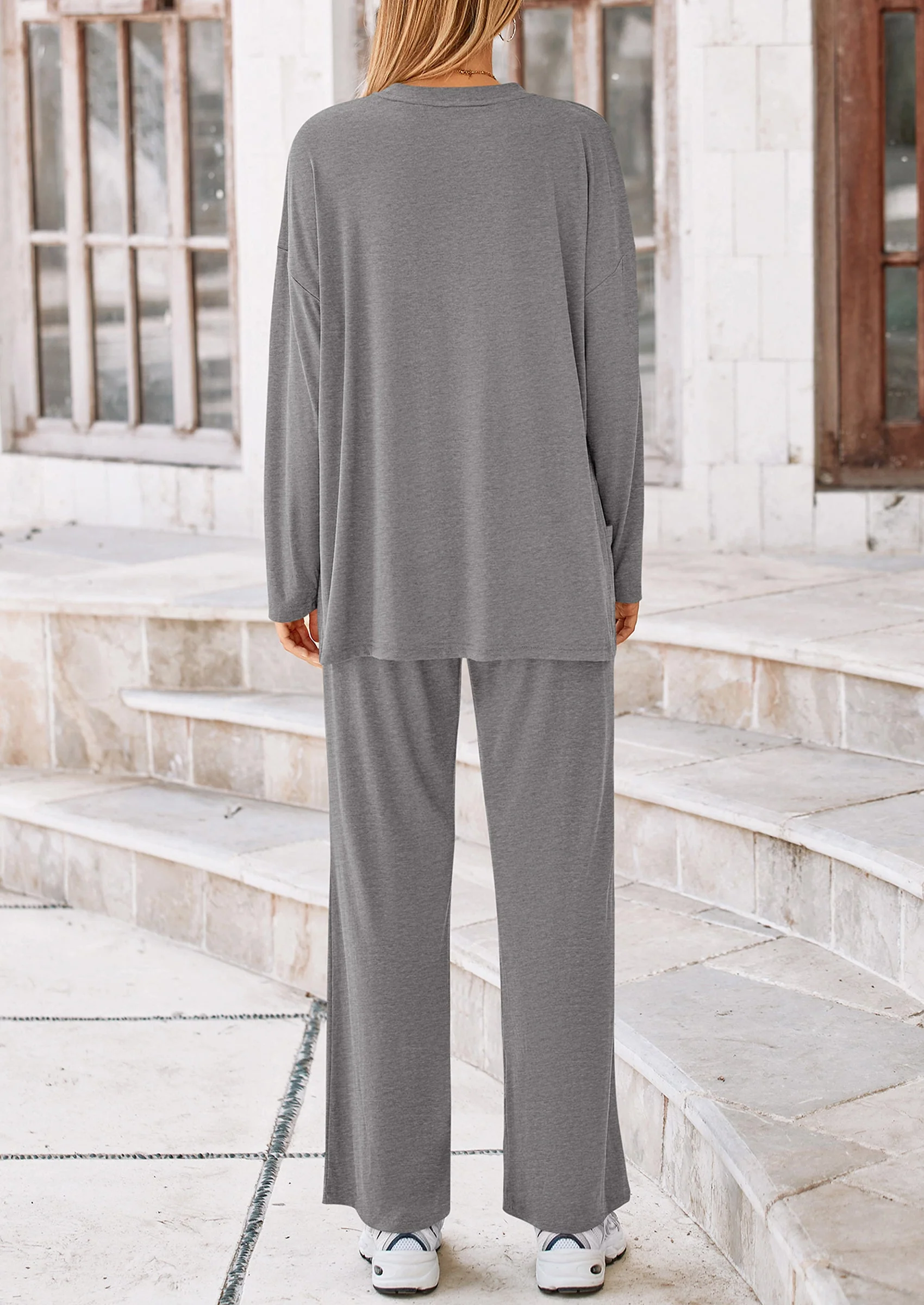 PRETTYGARDEN Women's 2 Piece Outfits Casual Short Sleeve Pullover Tops and Wide Leg Pants Lounge Sets Tracksuits - Image 180