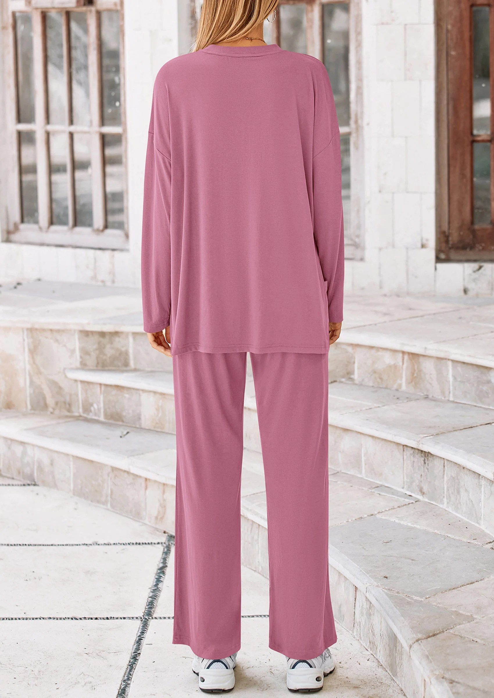 PRETTYGARDEN Women's 2 Piece Outfits Casual Short Sleeve Pullover Tops and Wide Leg Pants Lounge Sets Tracksuits - Image 192