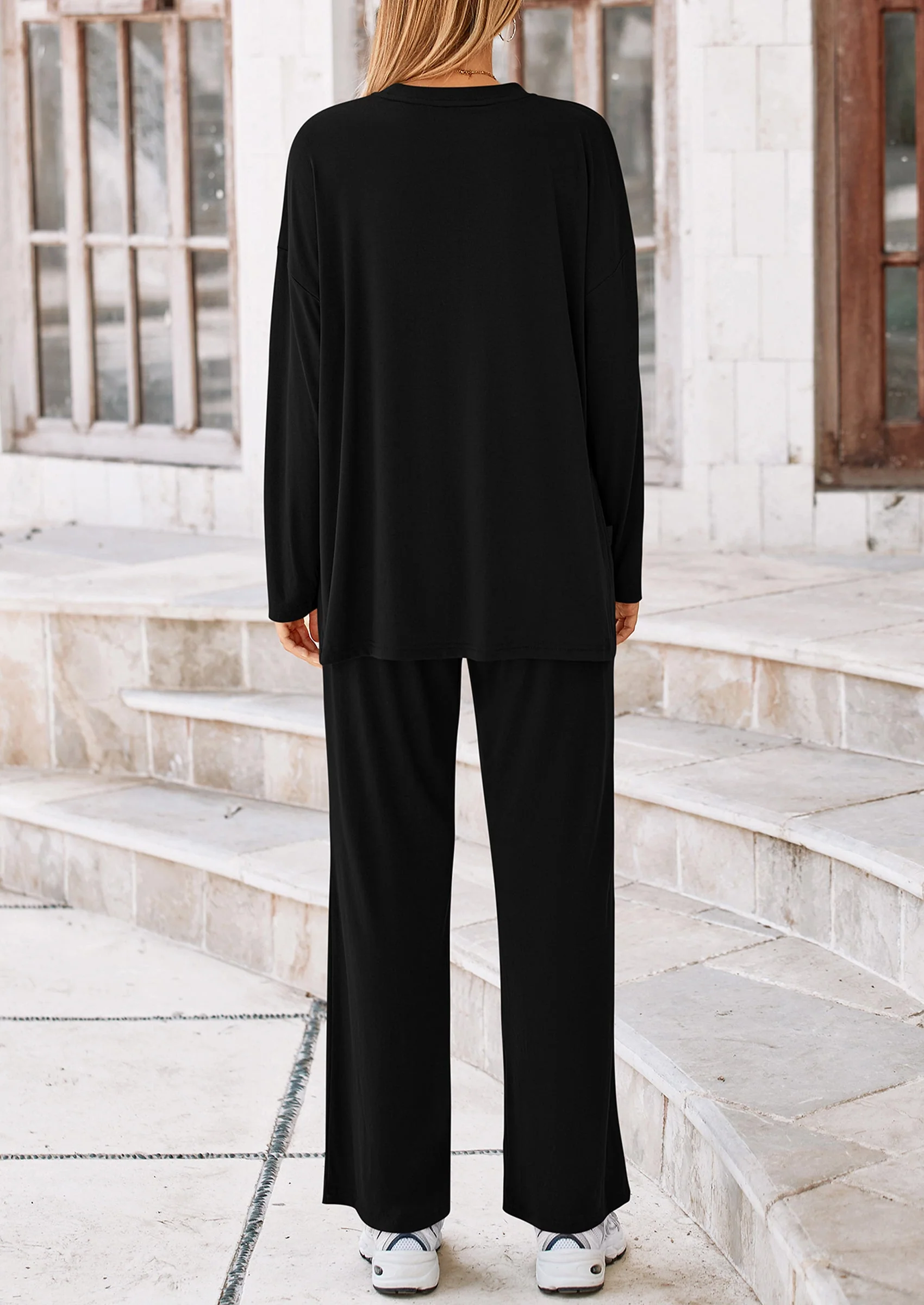 PRETTYGARDEN Women's 2 Piece Outfits Casual Short Sleeve Pullover Tops and Wide Leg Pants Lounge Sets Tracksuits - Image 204